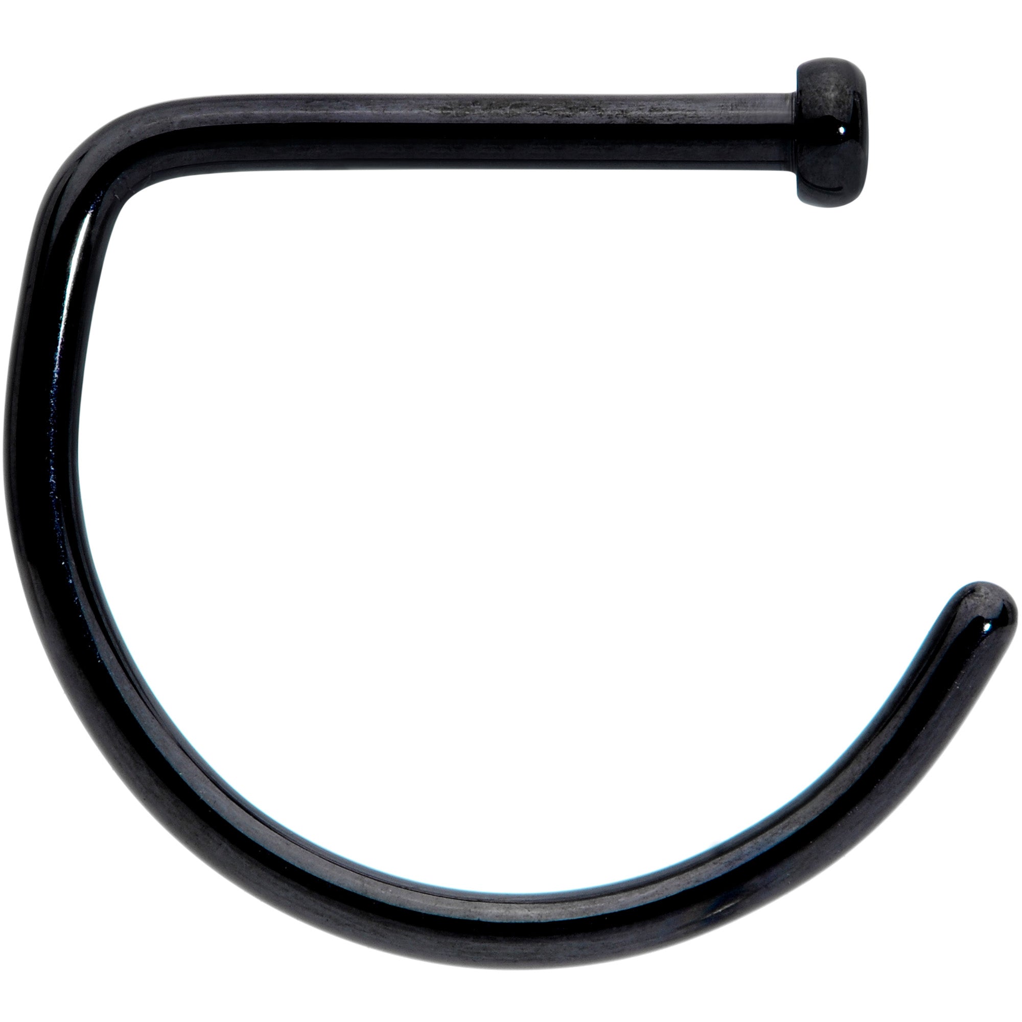 18 Gauge 3/8 Black G23 Implant Grade Titanium D Shape Nose Hoop