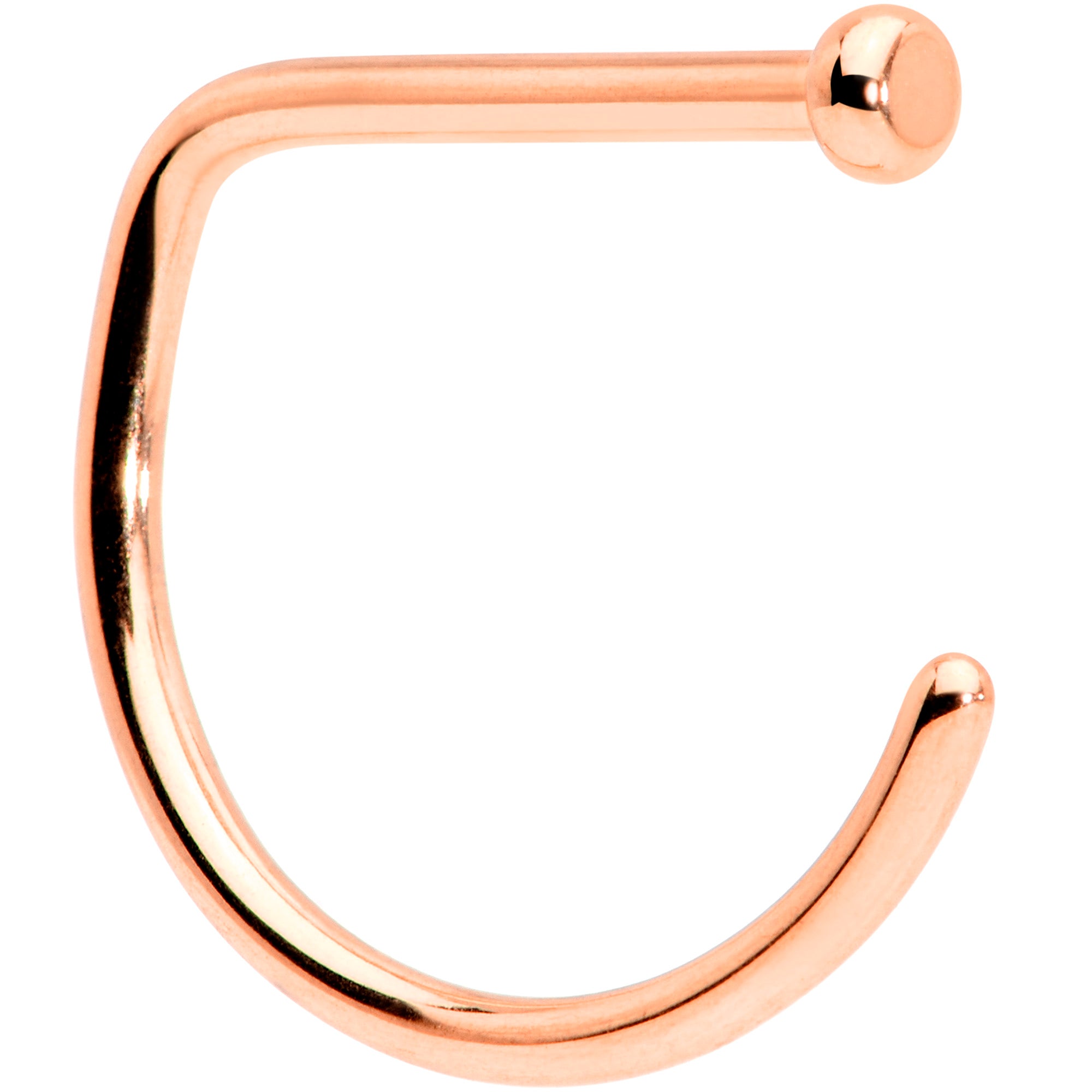 18 Gauge 3/8 Rose Gold Tone Implant Grade Titanium D Shape Nose Hoop