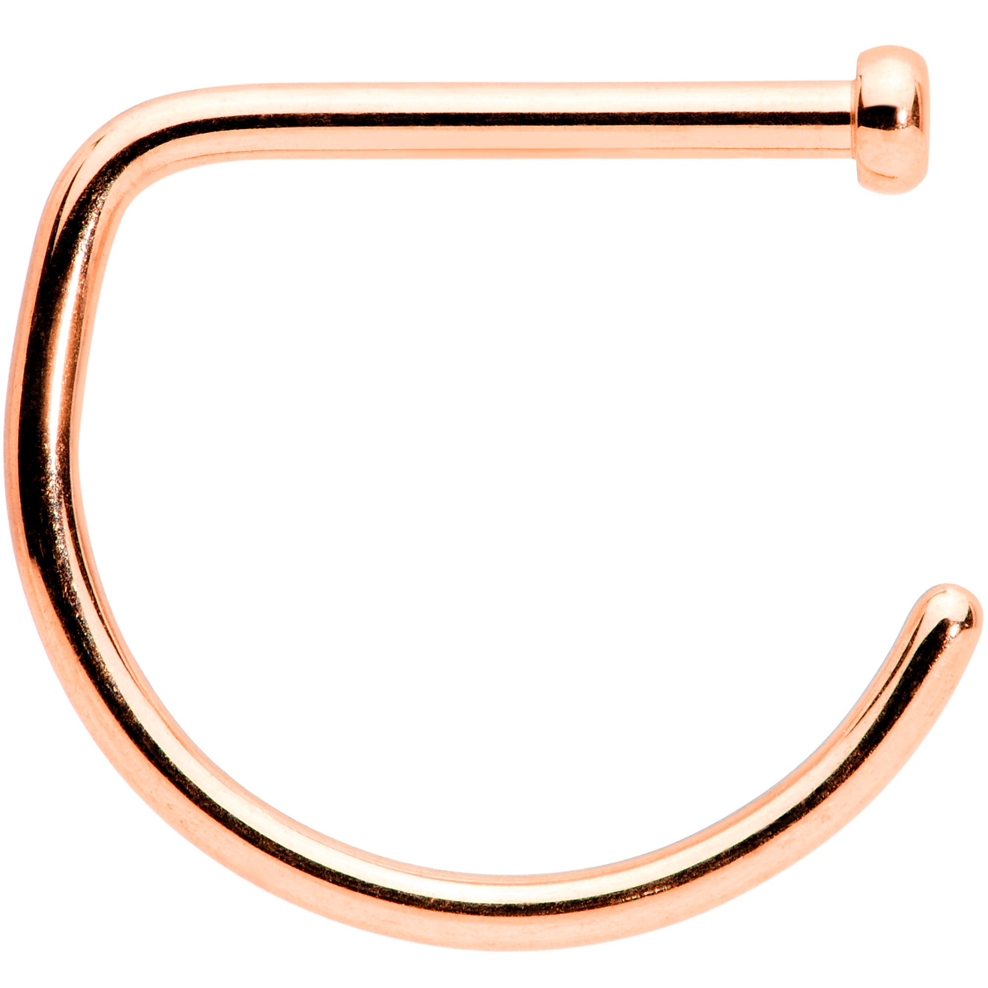 18 Gauge 3/8 Rose Gold Tone Implant Grade Titanium D Shape Nose Hoop