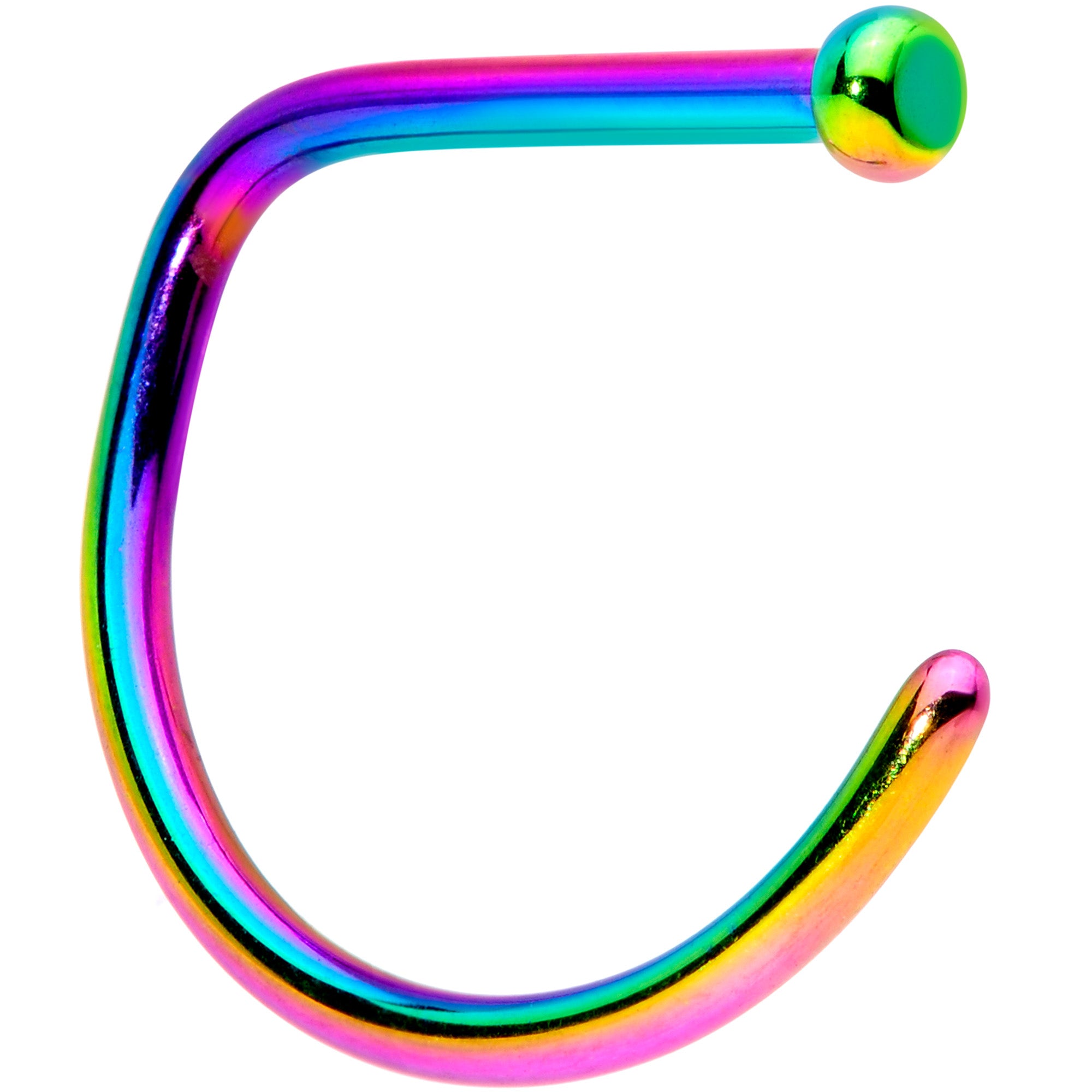 18 Gauge 3/8 Rainbow G23 Implant Grade Titanium D Shape Nose Hoop