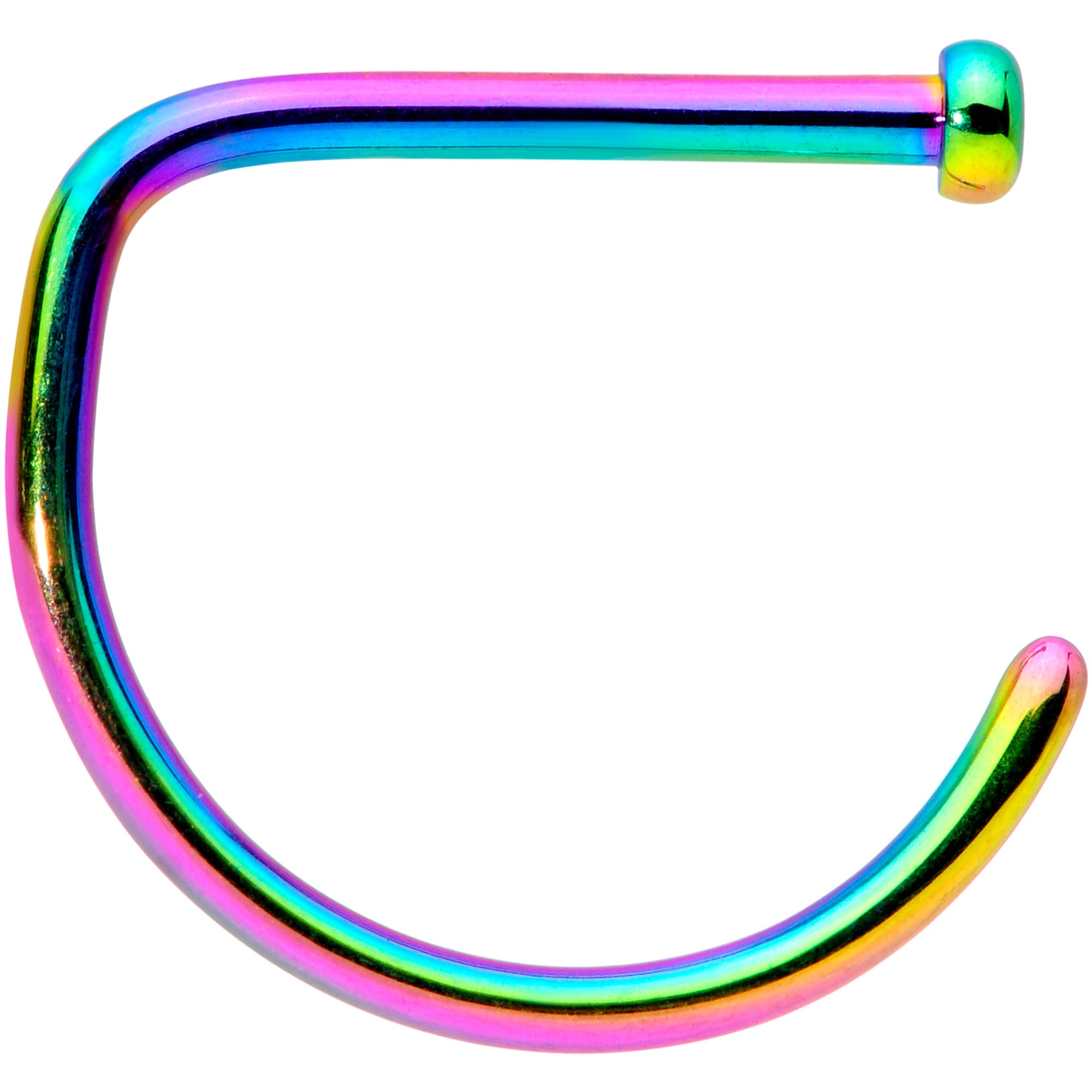 18 Gauge 3/8 Rainbow G23 Implant Grade Titanium D Shape Nose Hoop