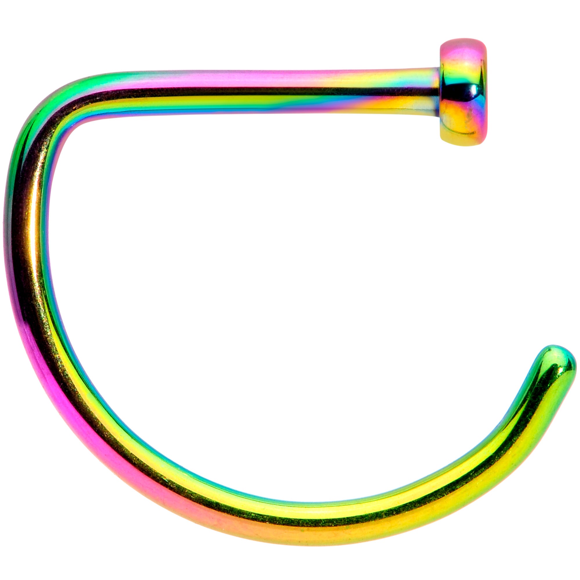 20 Gauge 5/16 Rainbow Implant Grade Titanium D Shape Nose Hoop