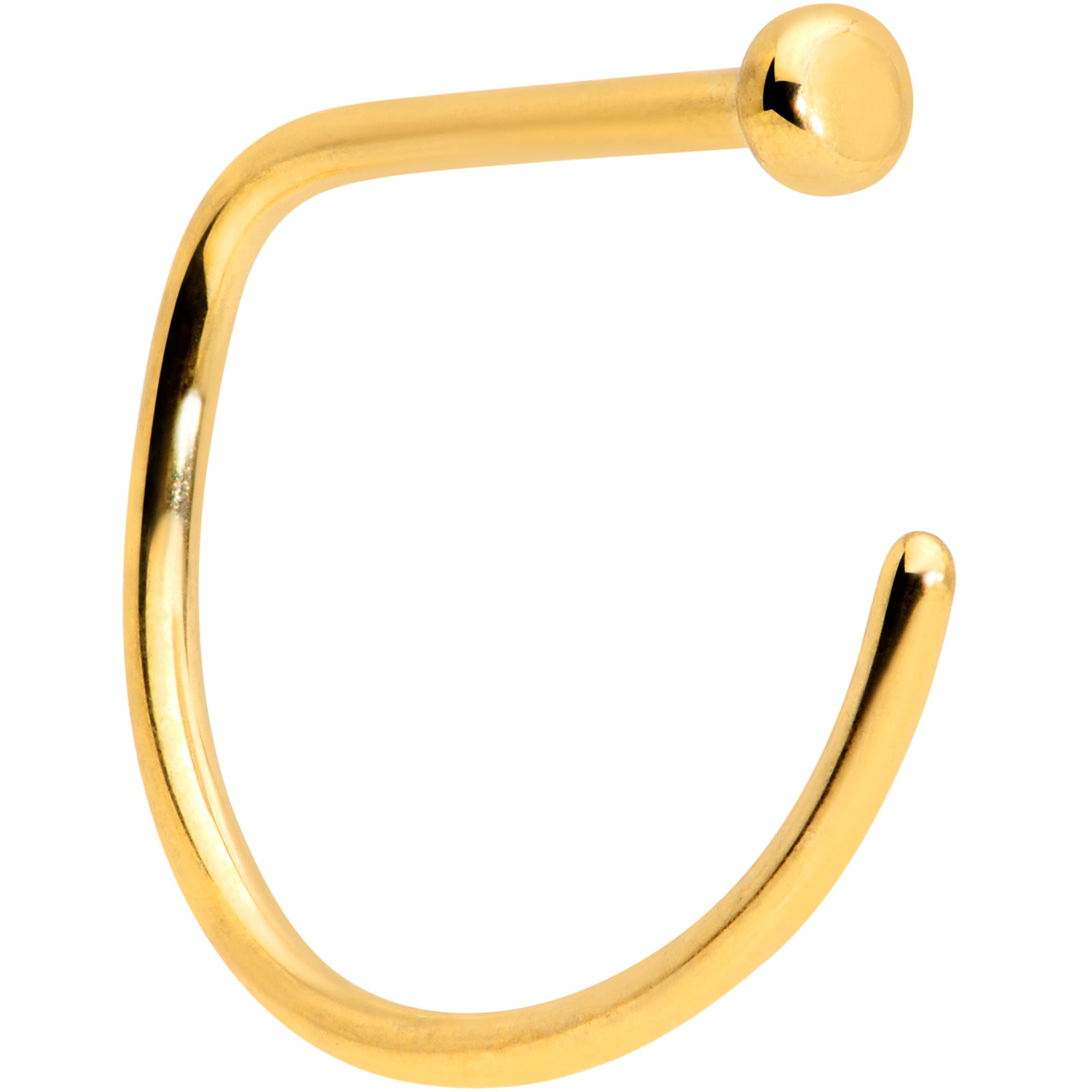 20 Gauge 3/8 Gold Tone Implant Grade Titanium D Shape Nose Hoop