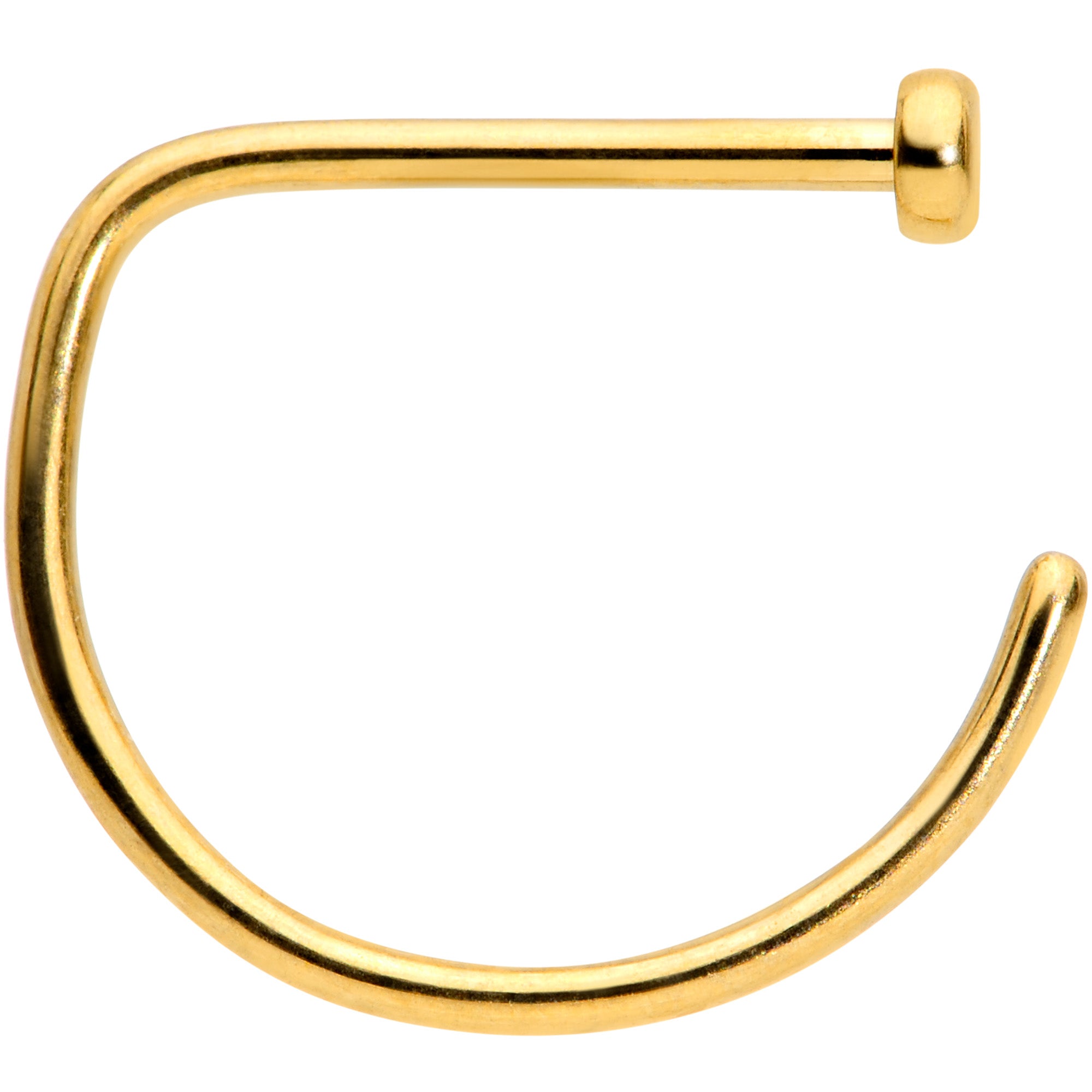 20 Gauge 3/8 Gold Tone Implant Grade Titanium D Shape Nose Hoop