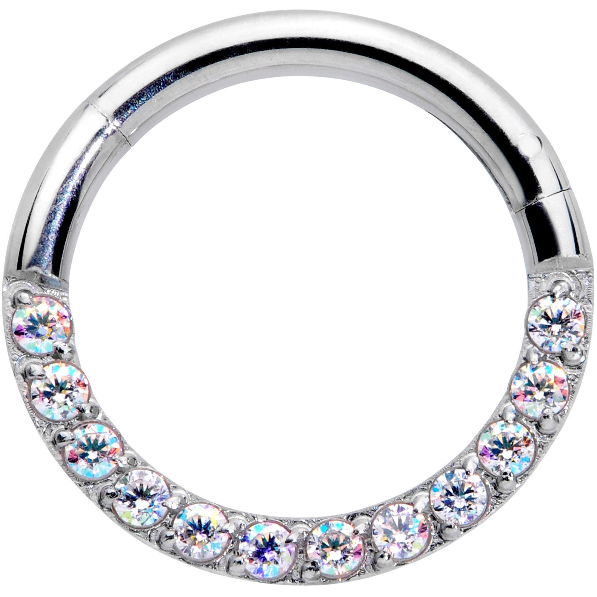 16 Gauge 5/16 Aurora Gem Paved Elegance Hinged Segment Ring