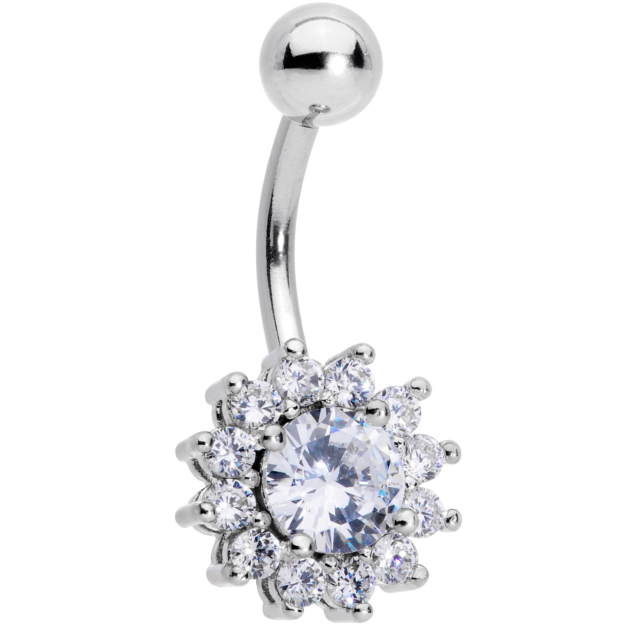 Clear Gem Rococo Flower Belly Ring