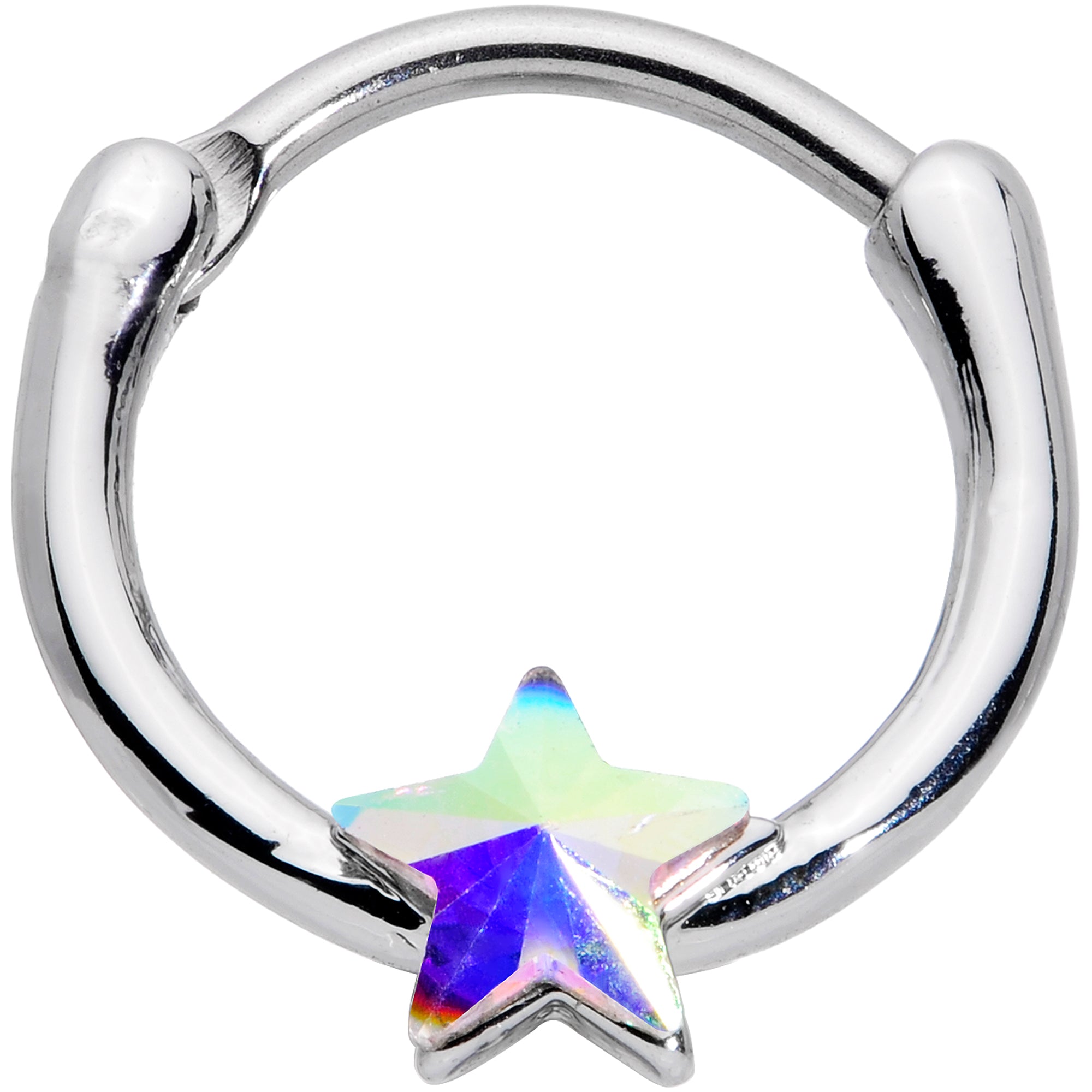 16 Gauge 3/8 Aurora Gem Simple Star Cartilage Clicker