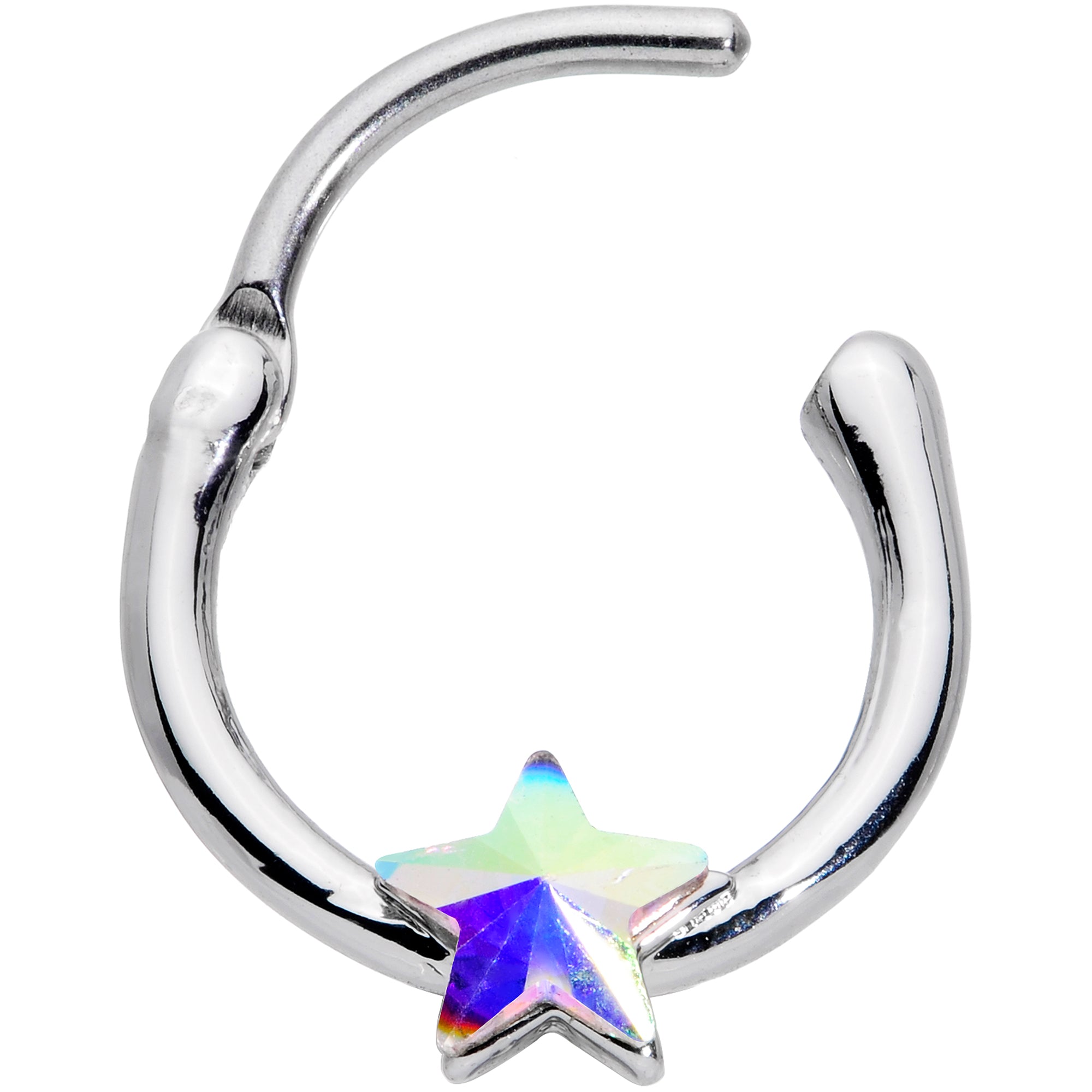 16 Gauge 3/8 Aurora Gem Simple Star Cartilage Clicker