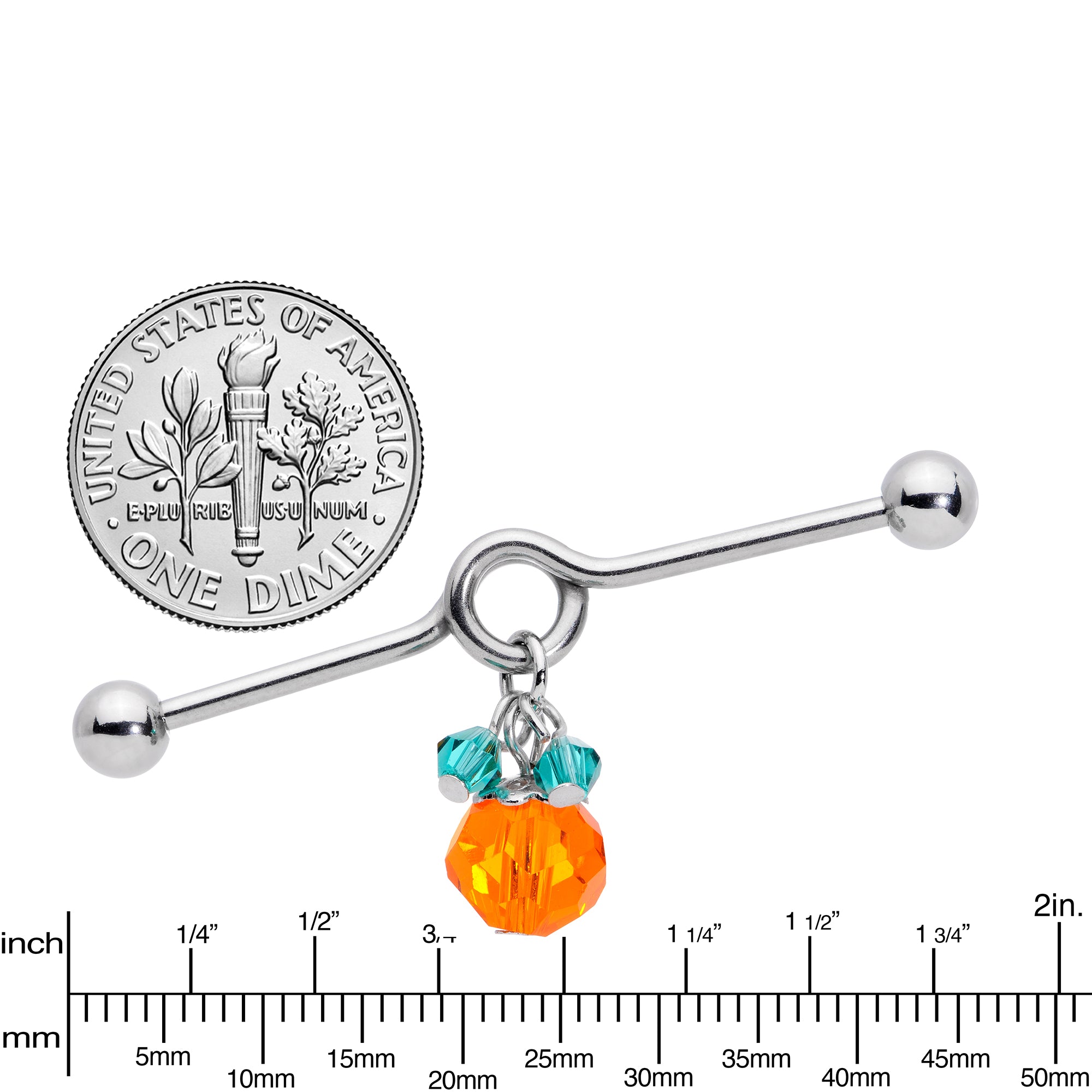 14 Gauge Green Orange Gem Pumpkin Halloween Dangle Project Bar 38mm