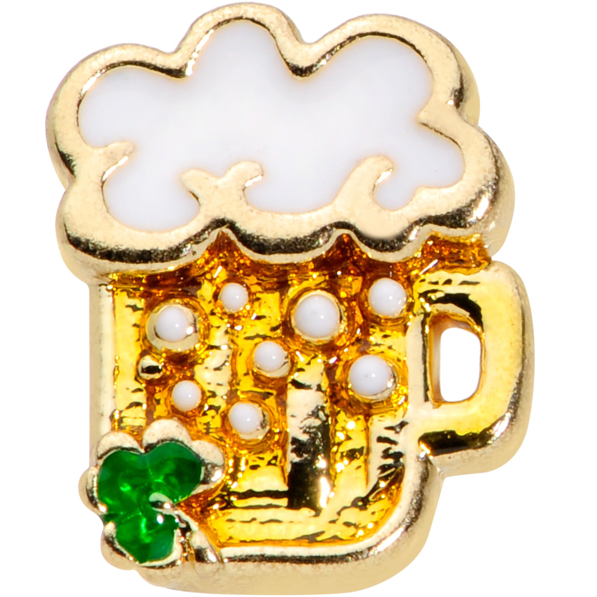 16 Gauge 1/4 Gold Tone St Patricks Beer Mug Cartilage Tragus Earring