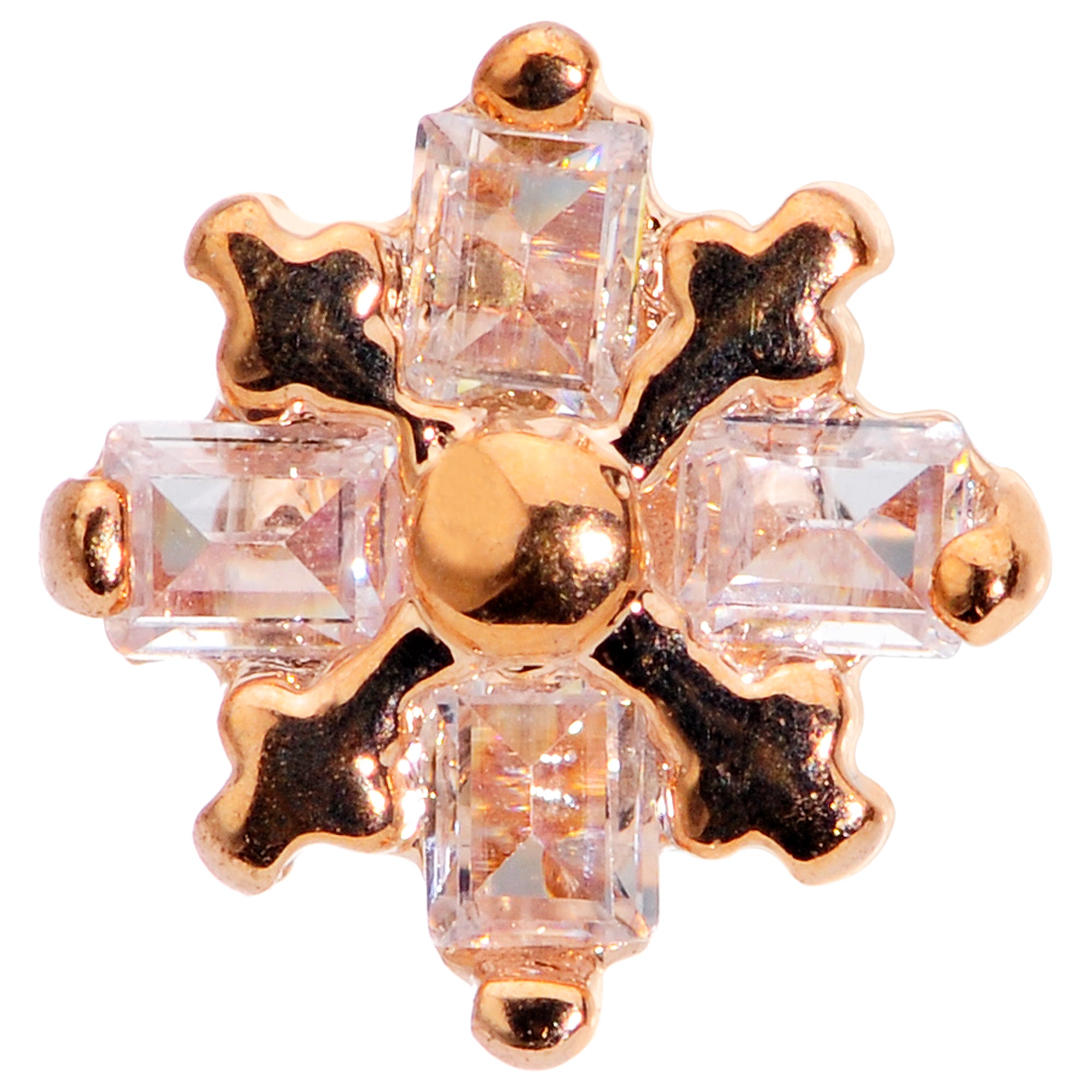 16 Gauge 5/16 Clear CZ Gem Rose Gold Tone Internal Thread Labret