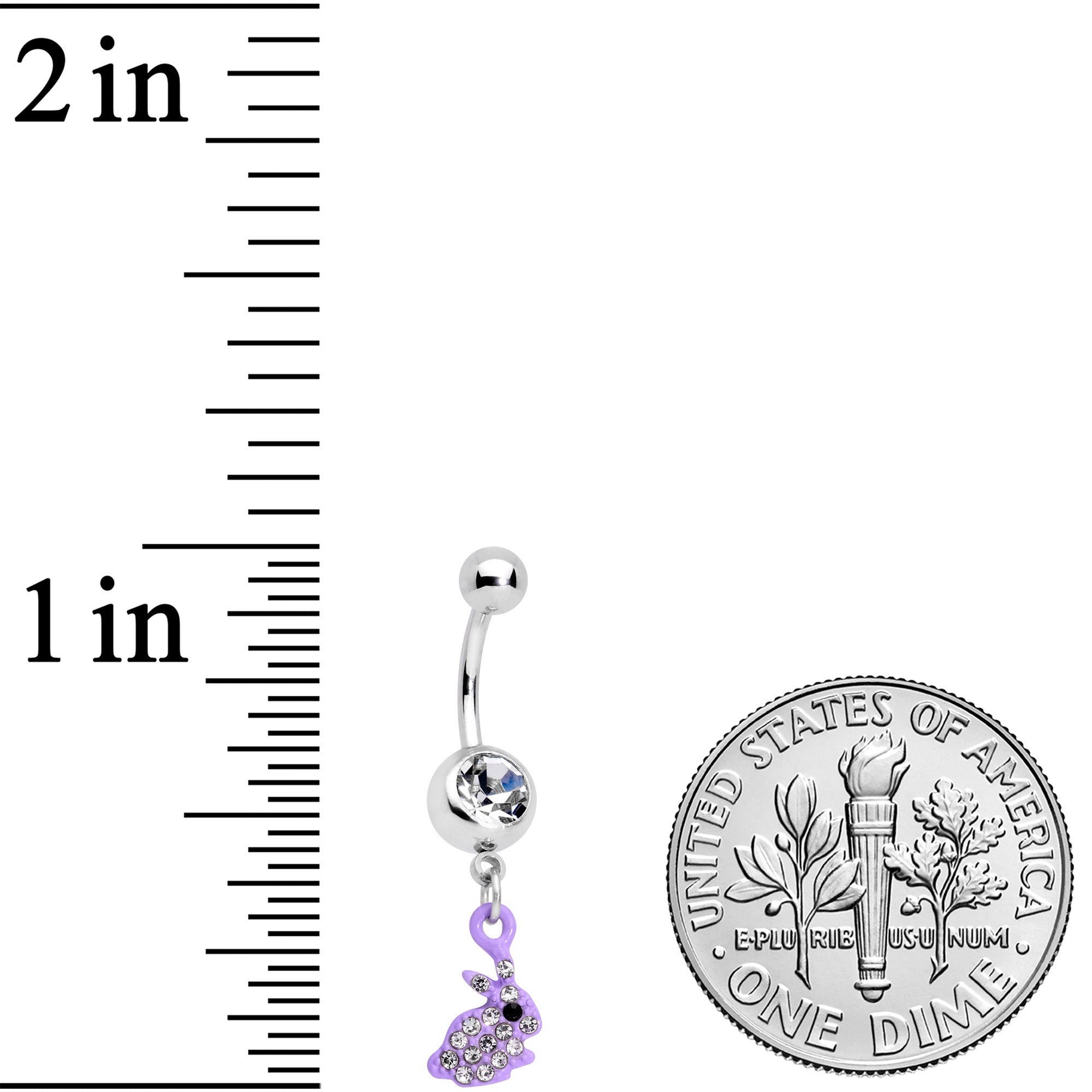 Clear Gem Purple Easter Bunny Dangle Belly Ring