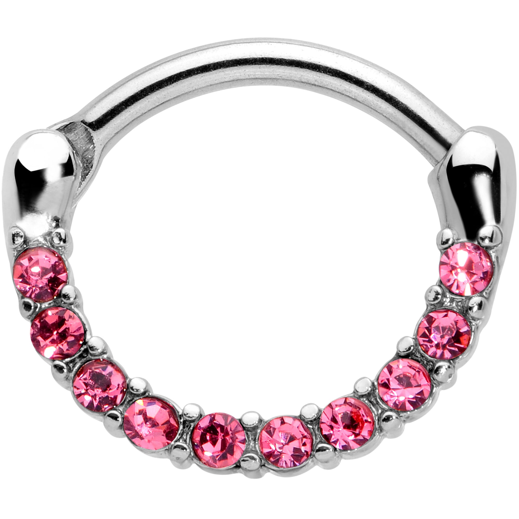 16 Gauge 5/16 Pink Gem Paved Cartilage Clicker