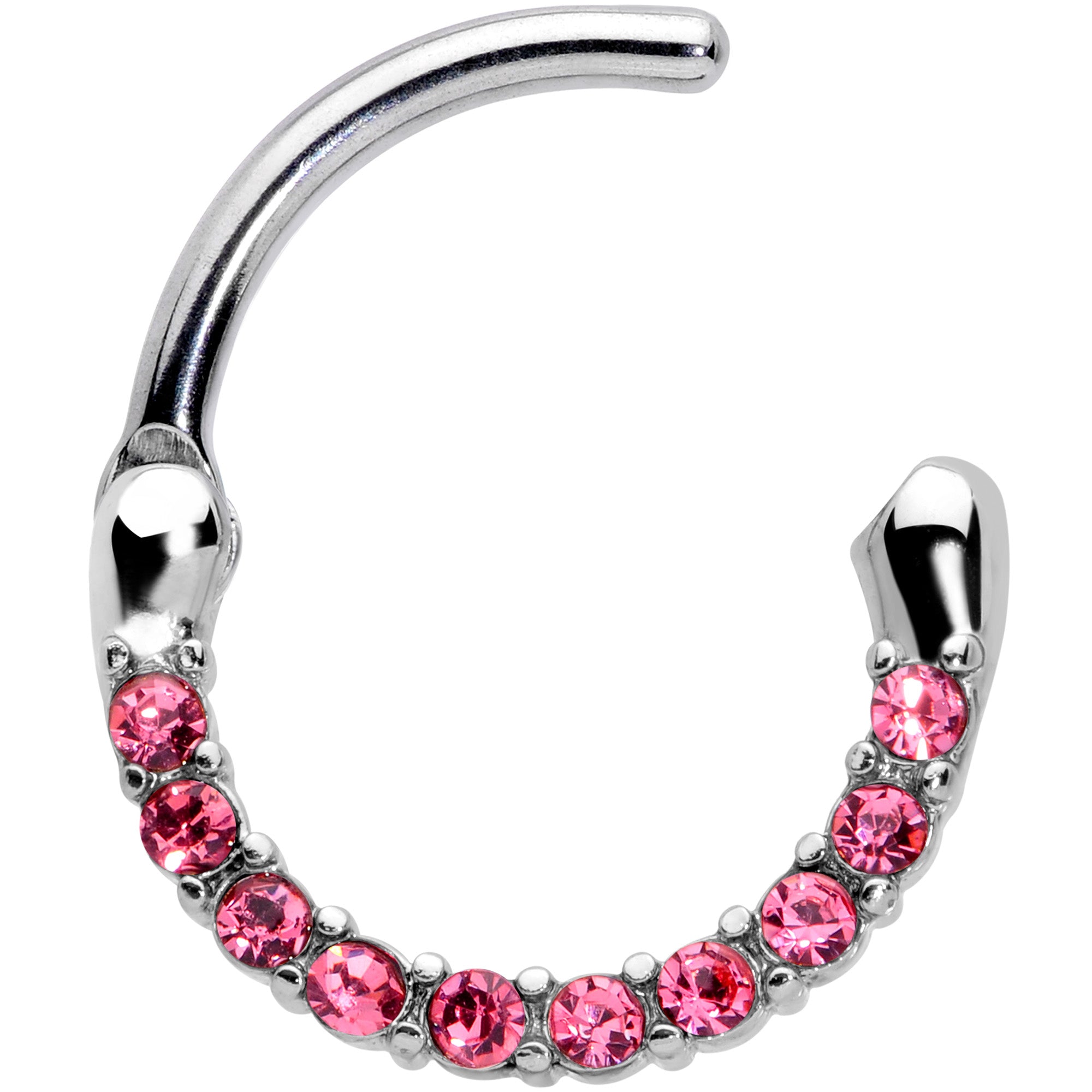 16 Gauge 5/16 Pink Gem Paved Cartilage Clicker