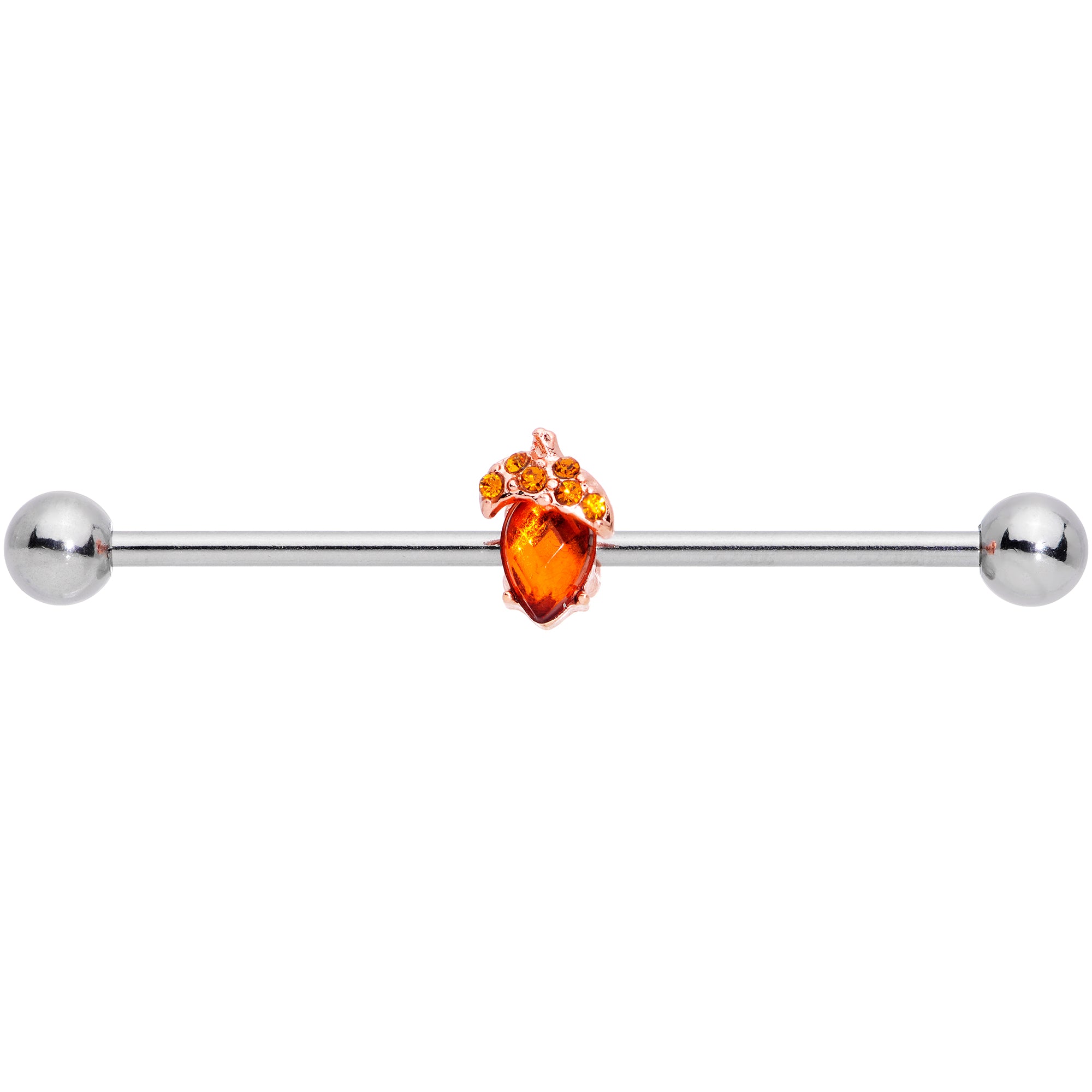 14 Gauge Brown Gem Fall Autumn Acorn Industrial Barbell 38mm