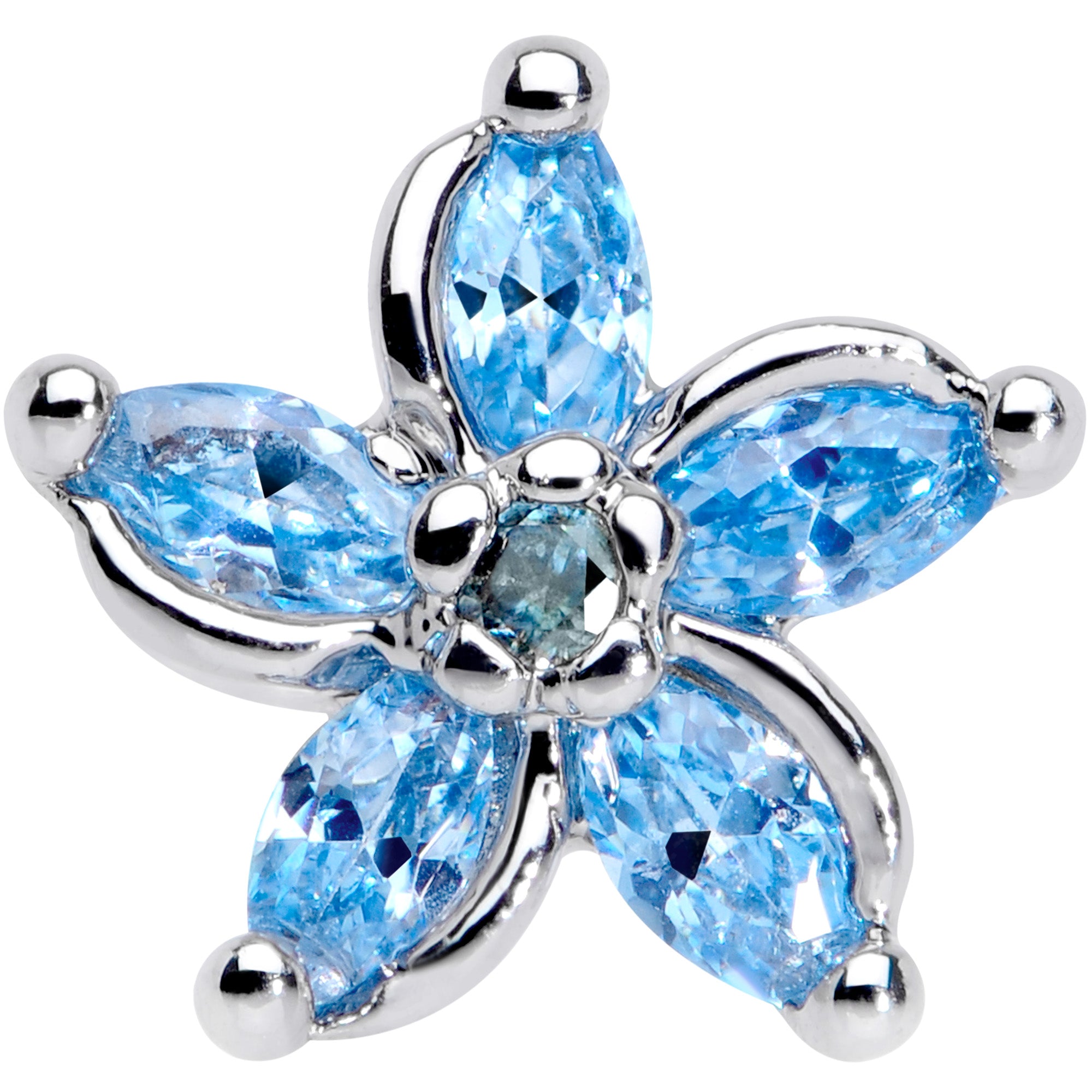 16 Gauge 5/16 Aqua Gem Pretty Petals Flower Labret Monroe Tragus