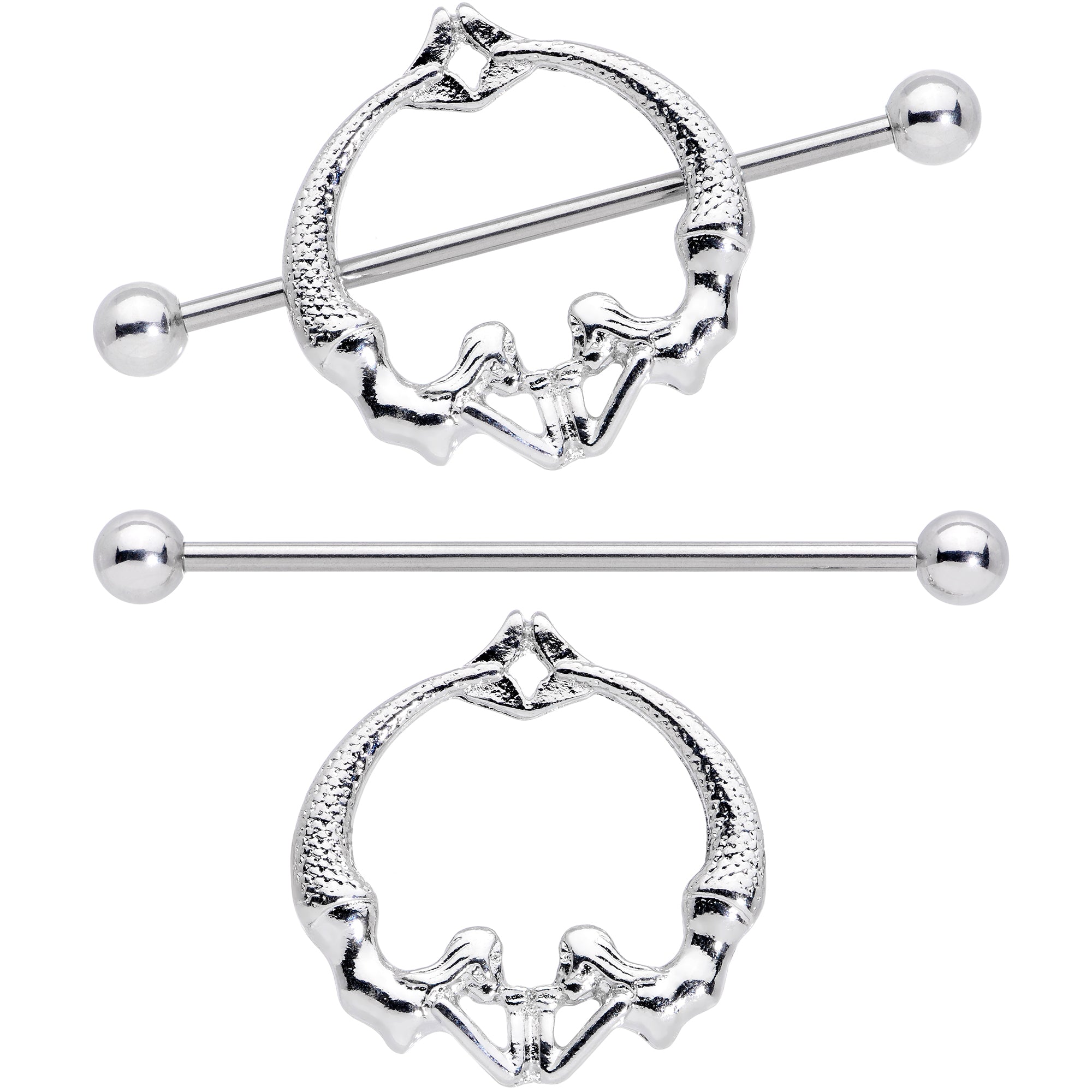 Silver Nipple Shields – 14g – Bar 15mm – Piercing Jewelry – Surgical Grade  Stainless Steel 316L 