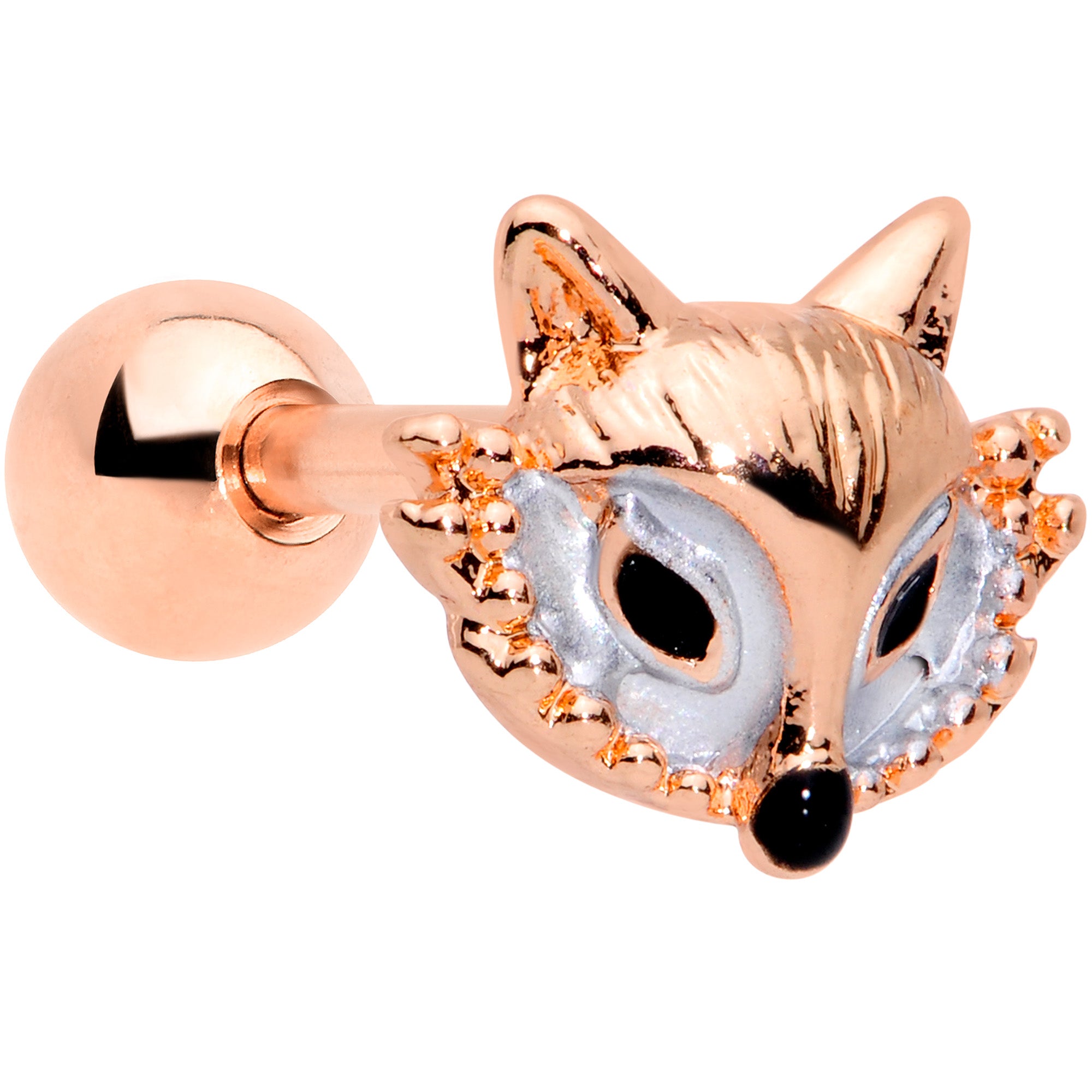 16 Gauge 1/4 Rose Gold Tone Fashion Fox Cartilage Tragus Earring