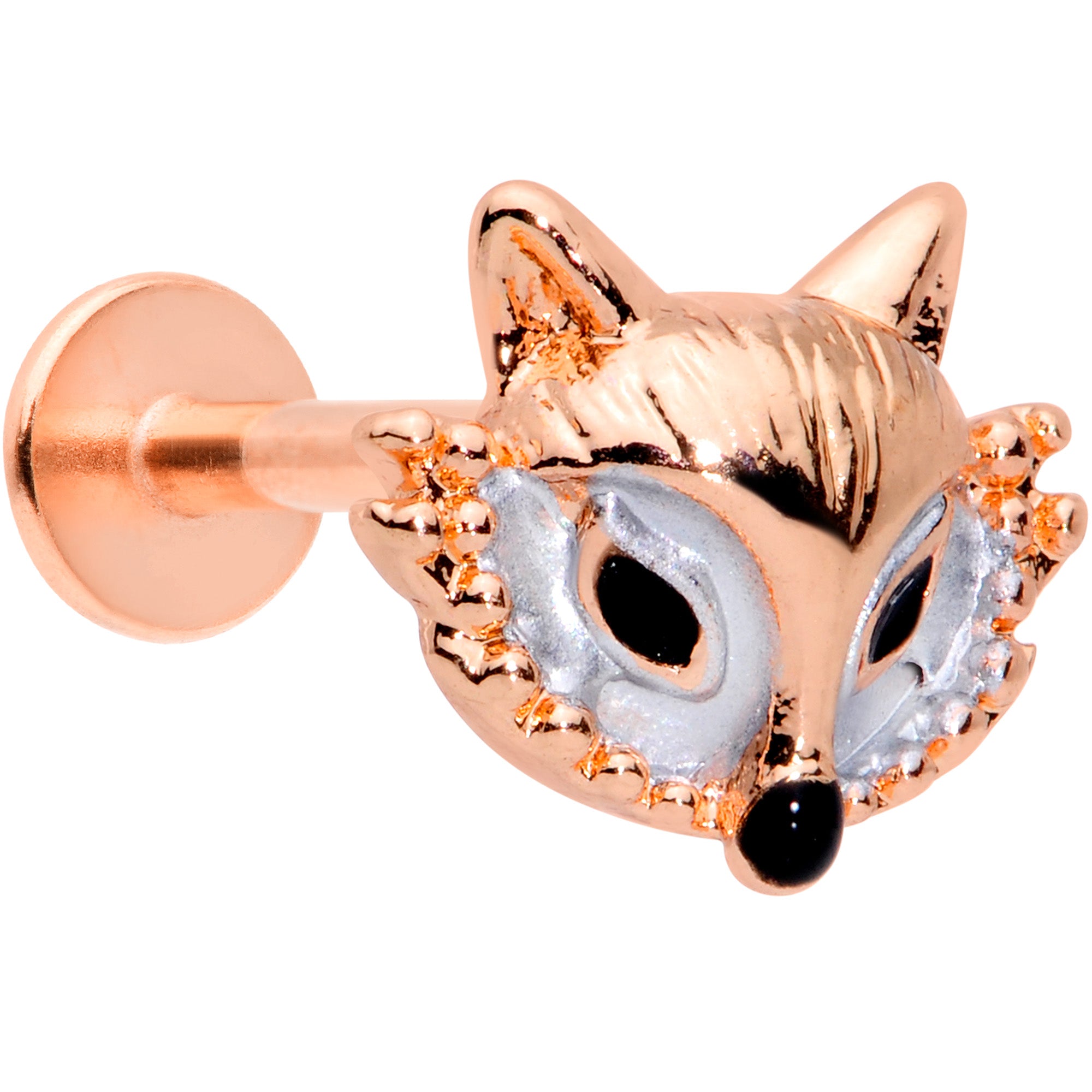 16 Gauge 5/16 Rose Gold Tone Fashion Fox Labret Monroe Tragus