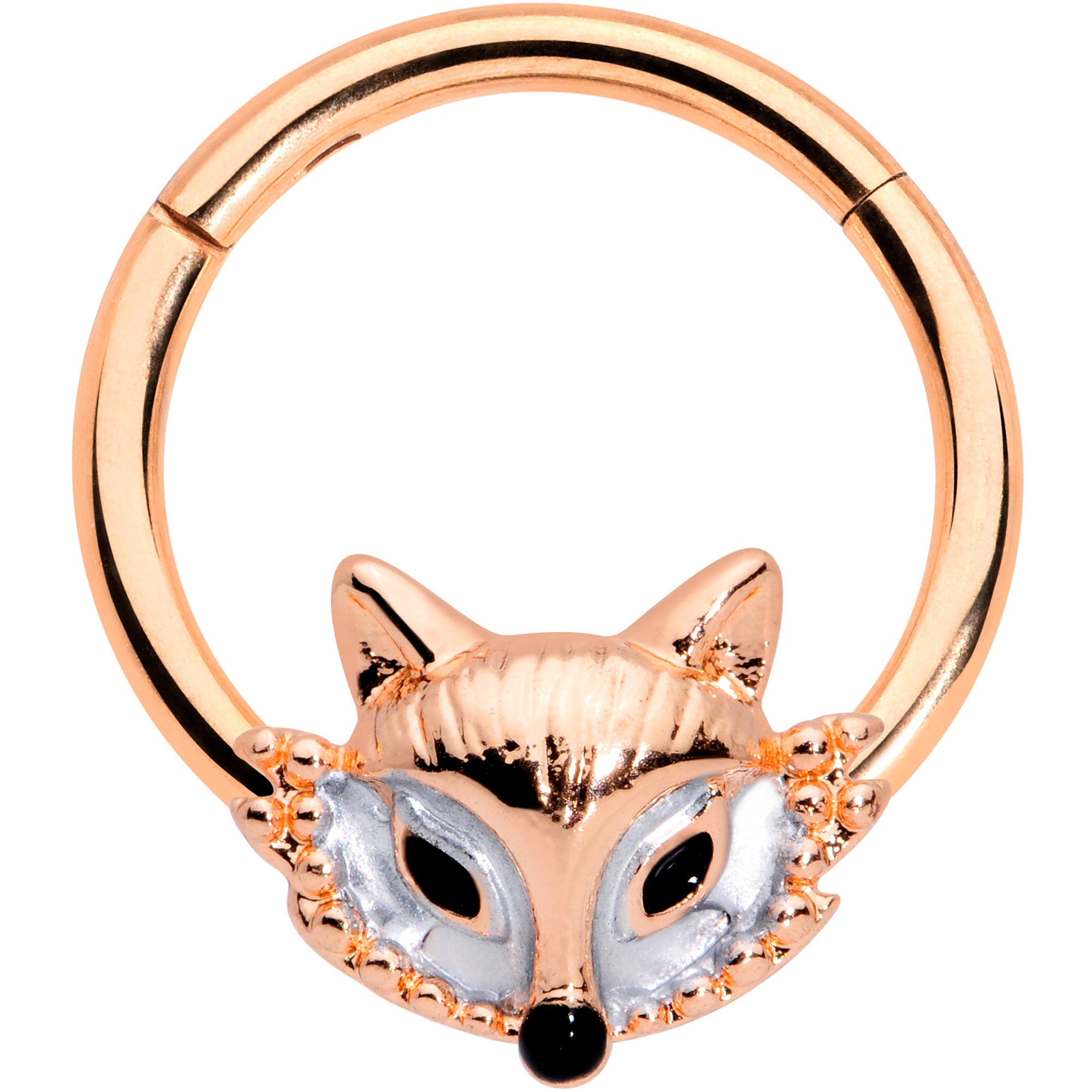 16 Gauge 3/8 Rose Gold Tone Fashion Fox Hinged Segment Ring