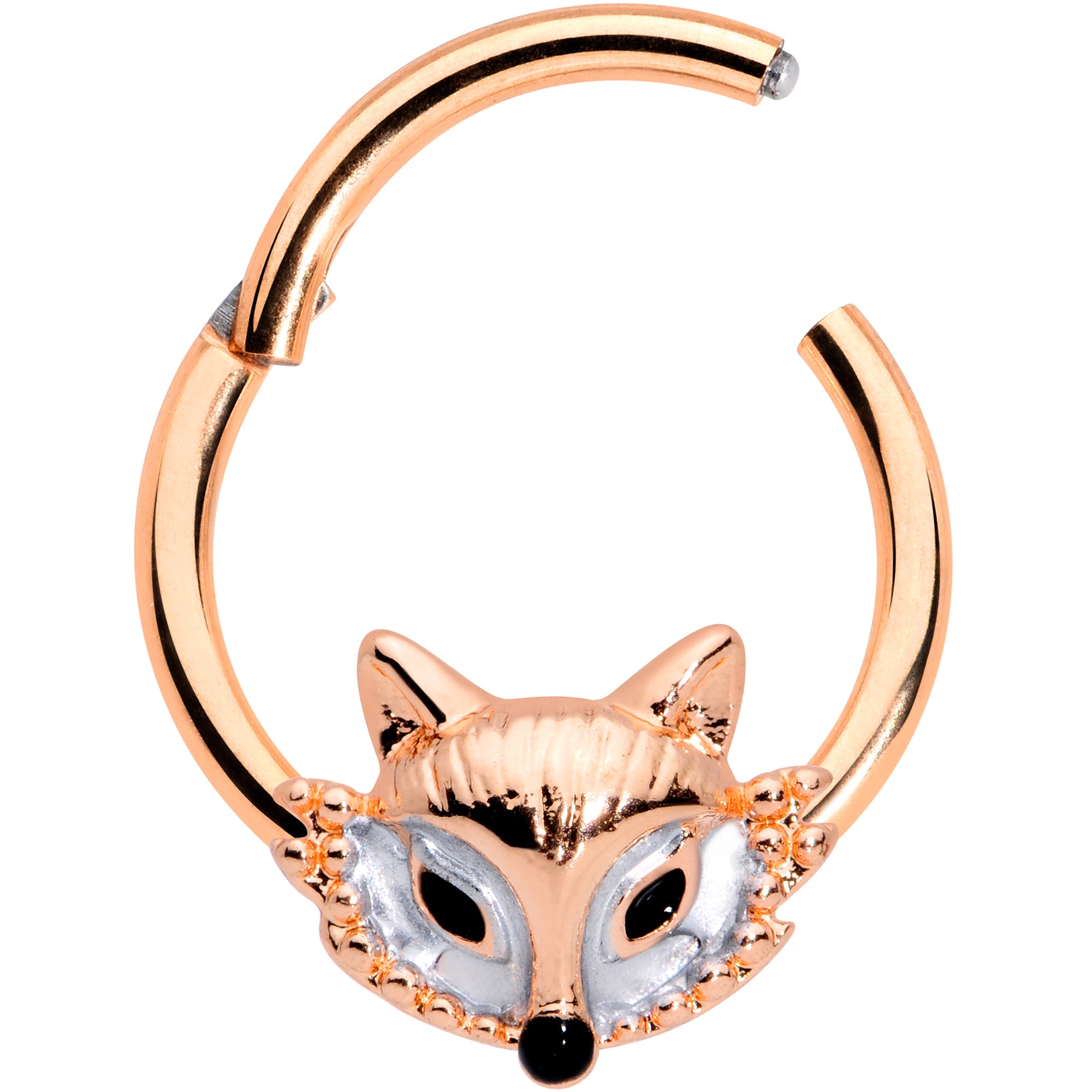 16 Gauge 3/8 Rose Gold Tone Fashion Fox Hinged Segment Ring