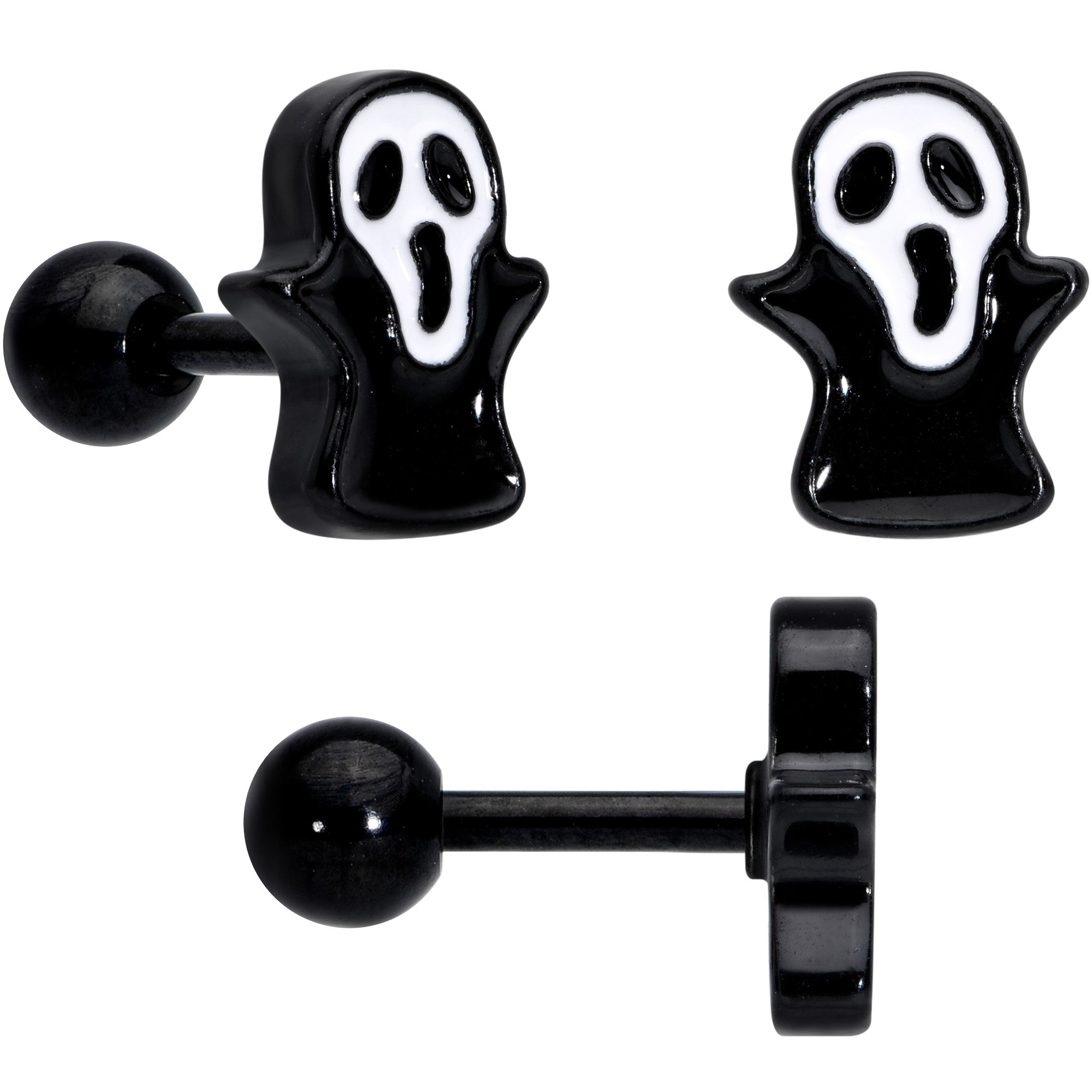 16 Gauge 20 Gauge Black Halloween Cartilage Labret Nose Ring Set of 3