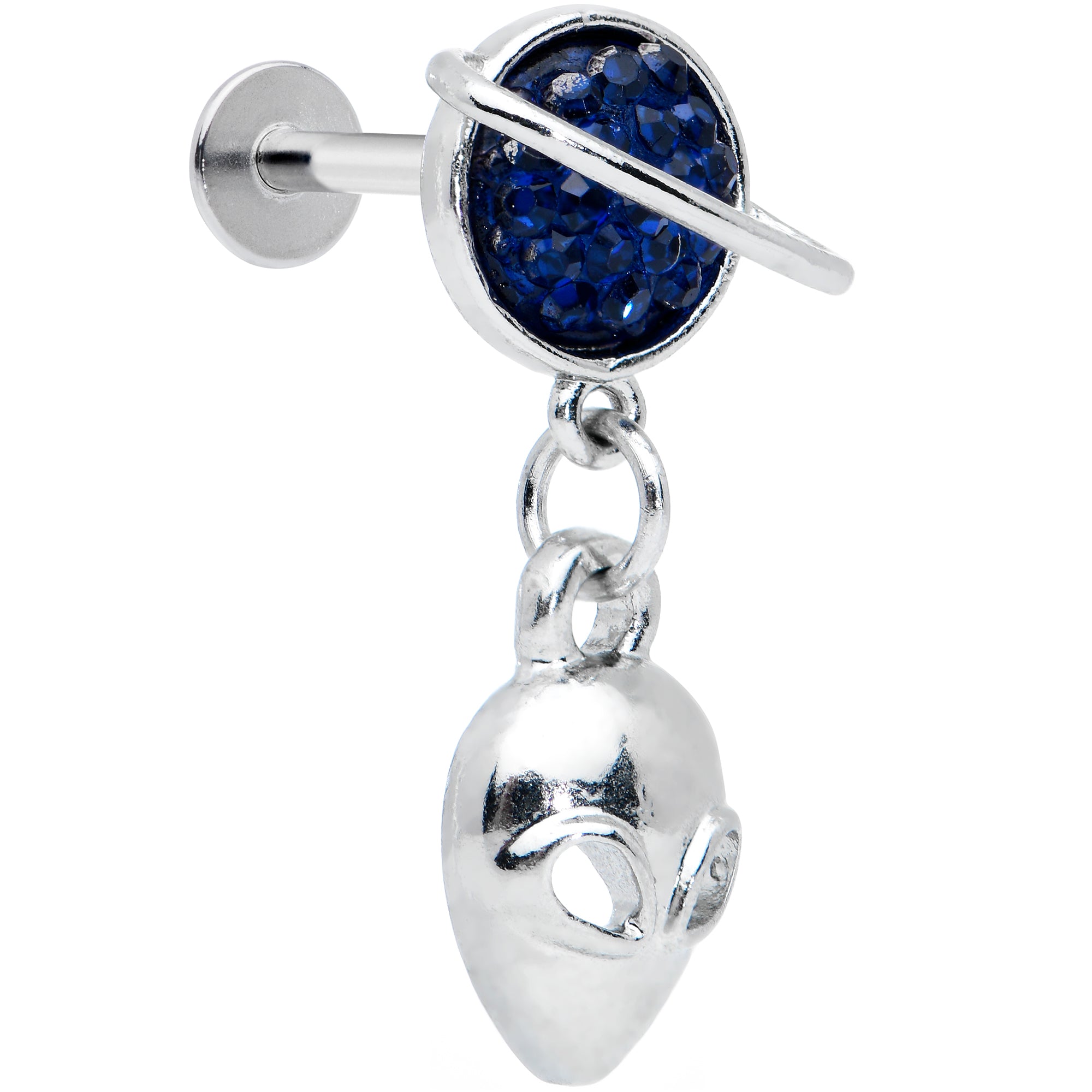 16 Gauge 1/4 Alien Blue Planet Dangle Labret Monroe Tragus