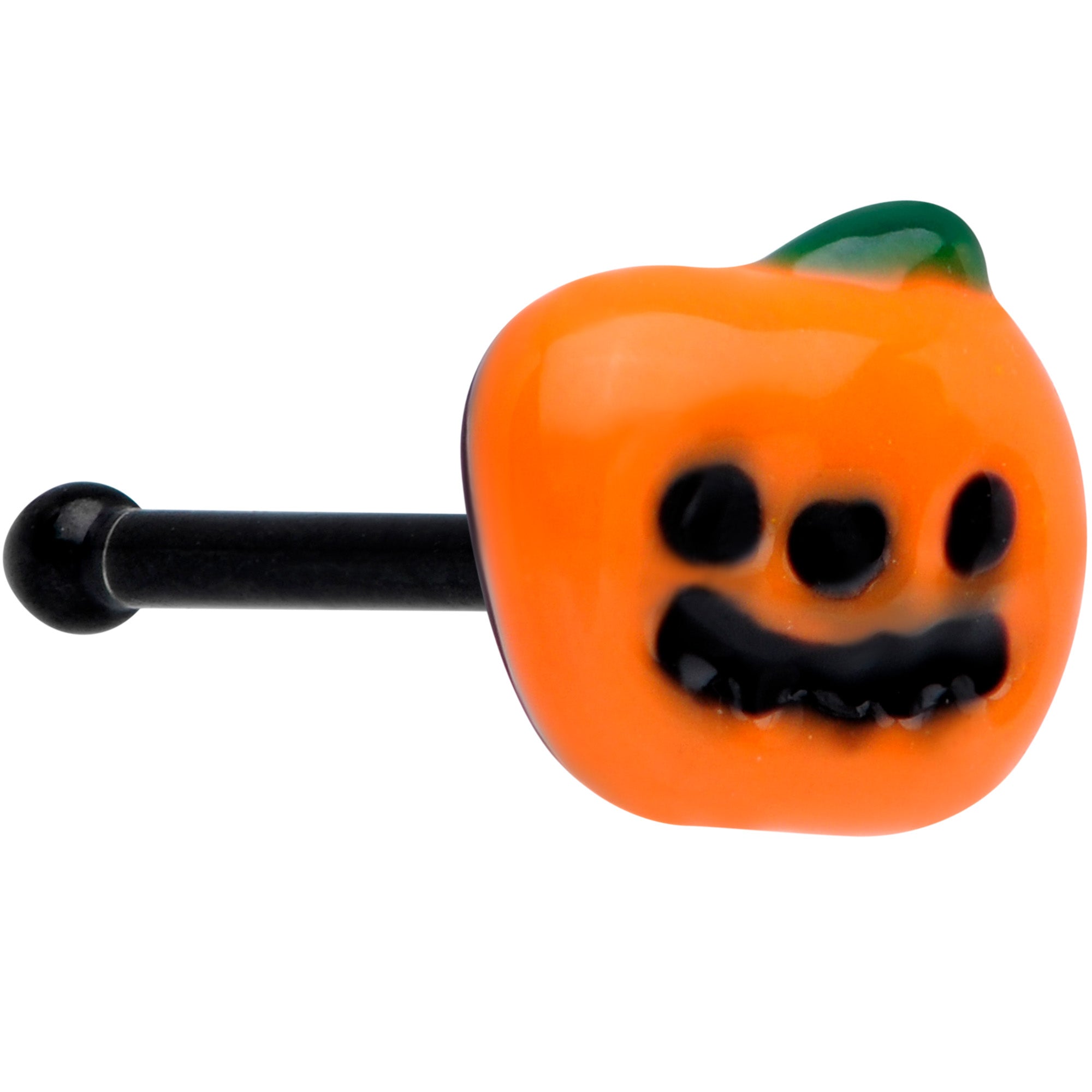 20 Gauge 1/4 Black Happy Little Pumpkin Halloween Nose Bone