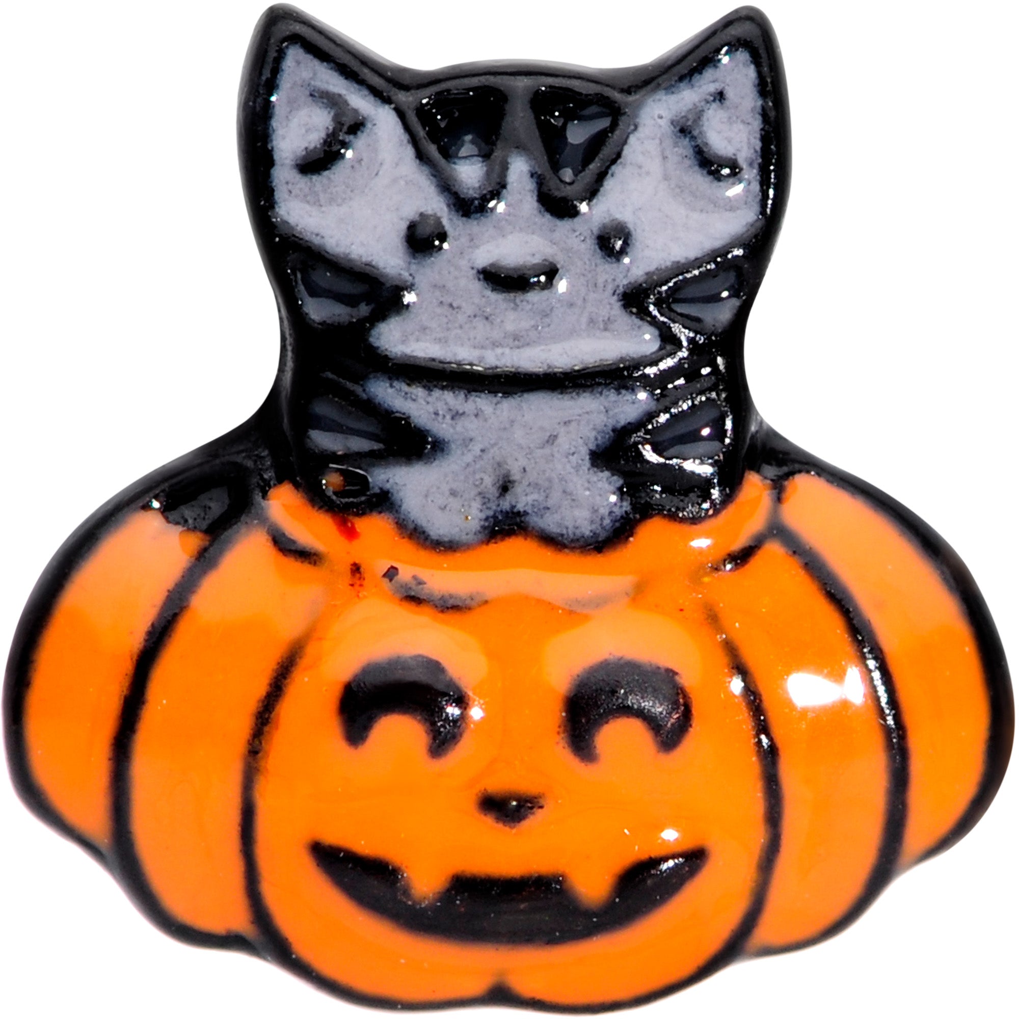 16 Gauge 1/4 Black Cat Surprise Pumpkin Halloween Cartilage Tragus