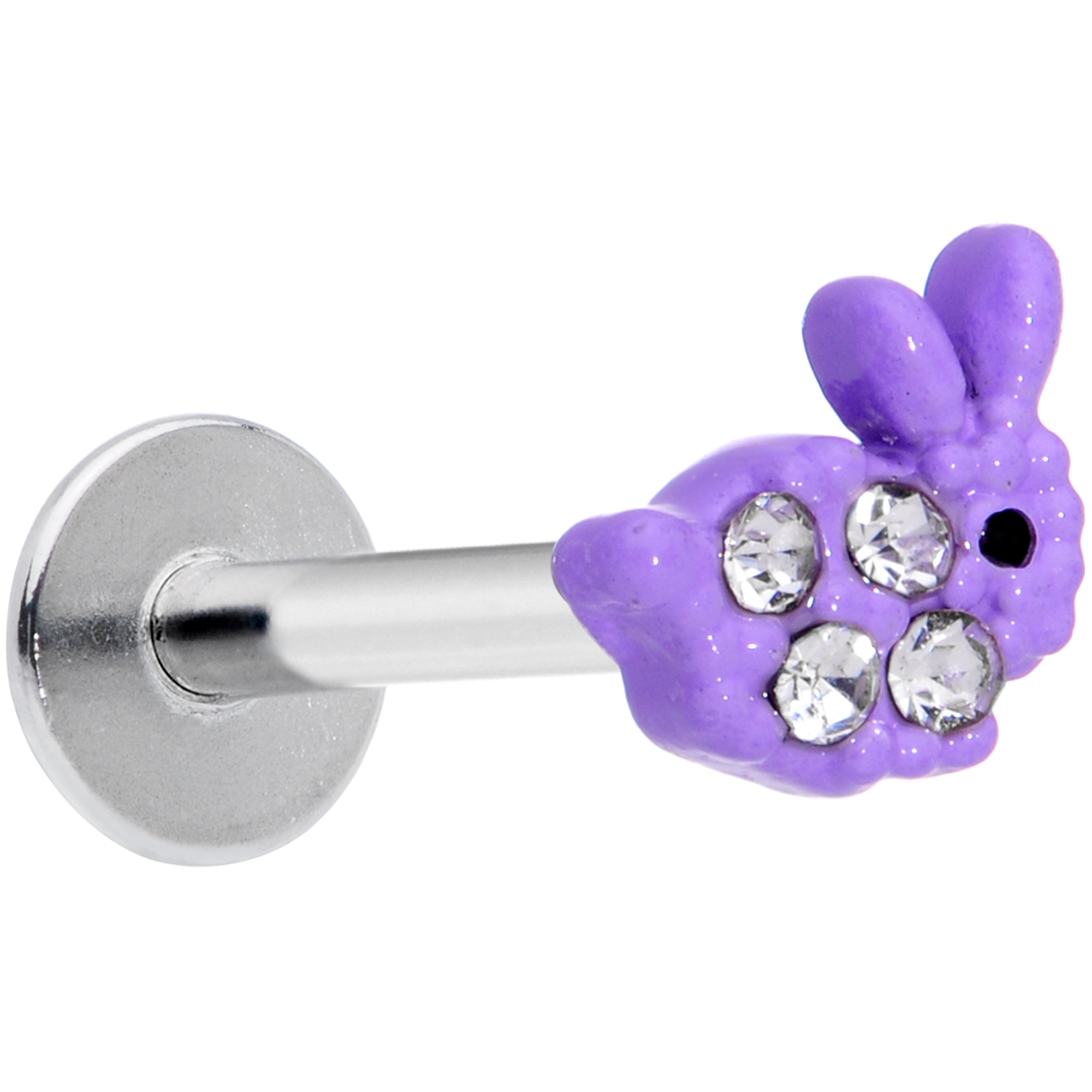 16 Gauge 5/16 Clear Gem Purple Easter Bunny Labret Monroe Tragus