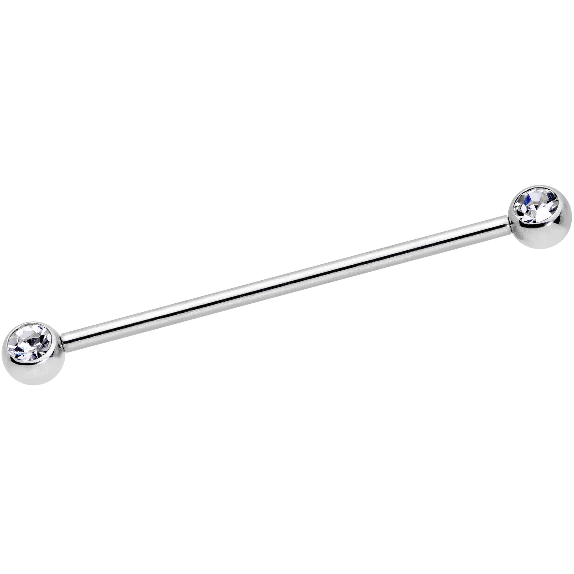 14 Gauge Clear Gem Ball Ends Industrial Barbell 35mm