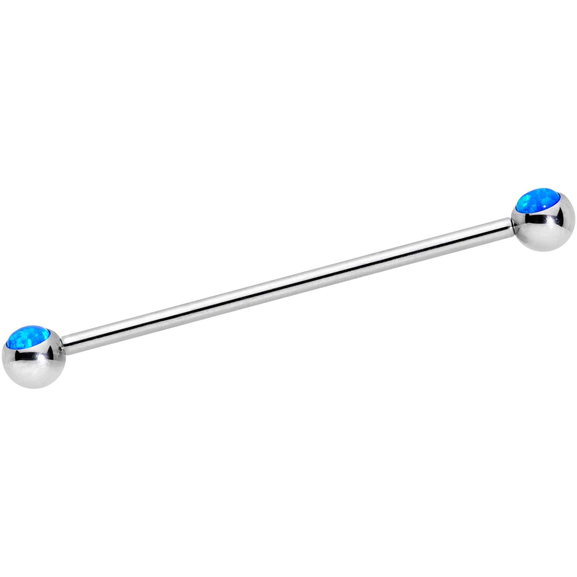 14 Gauge Blue Faux Opal Ball Ends Industrial Barbell 35mm