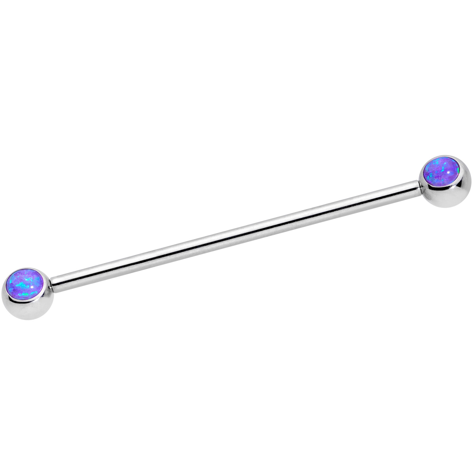 14 Gauge Purple Faux Opal Ball Ends Industrial Barbell 35mm