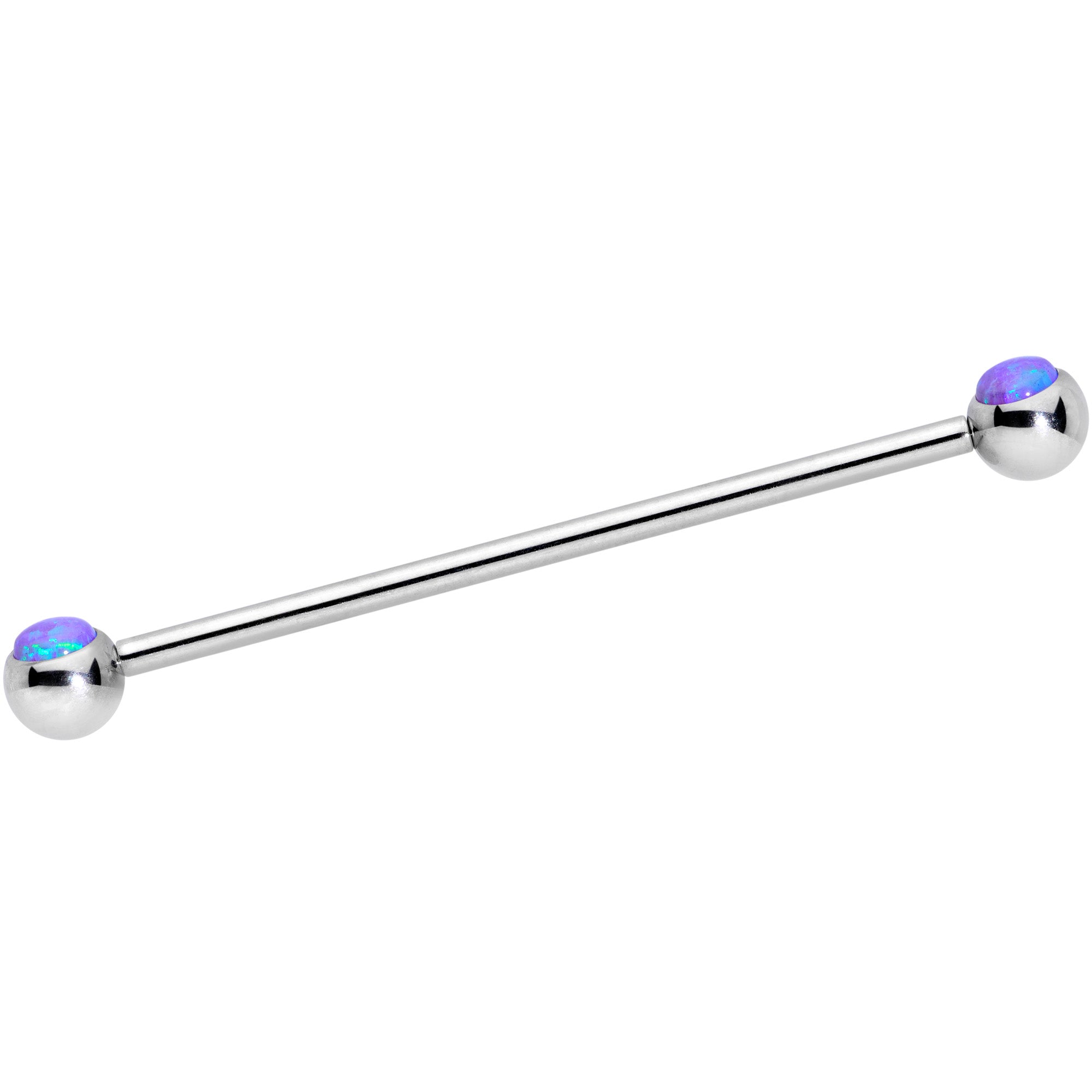 14 Gauge Purple Faux Opal Ball Ends Industrial Barbell 35mm