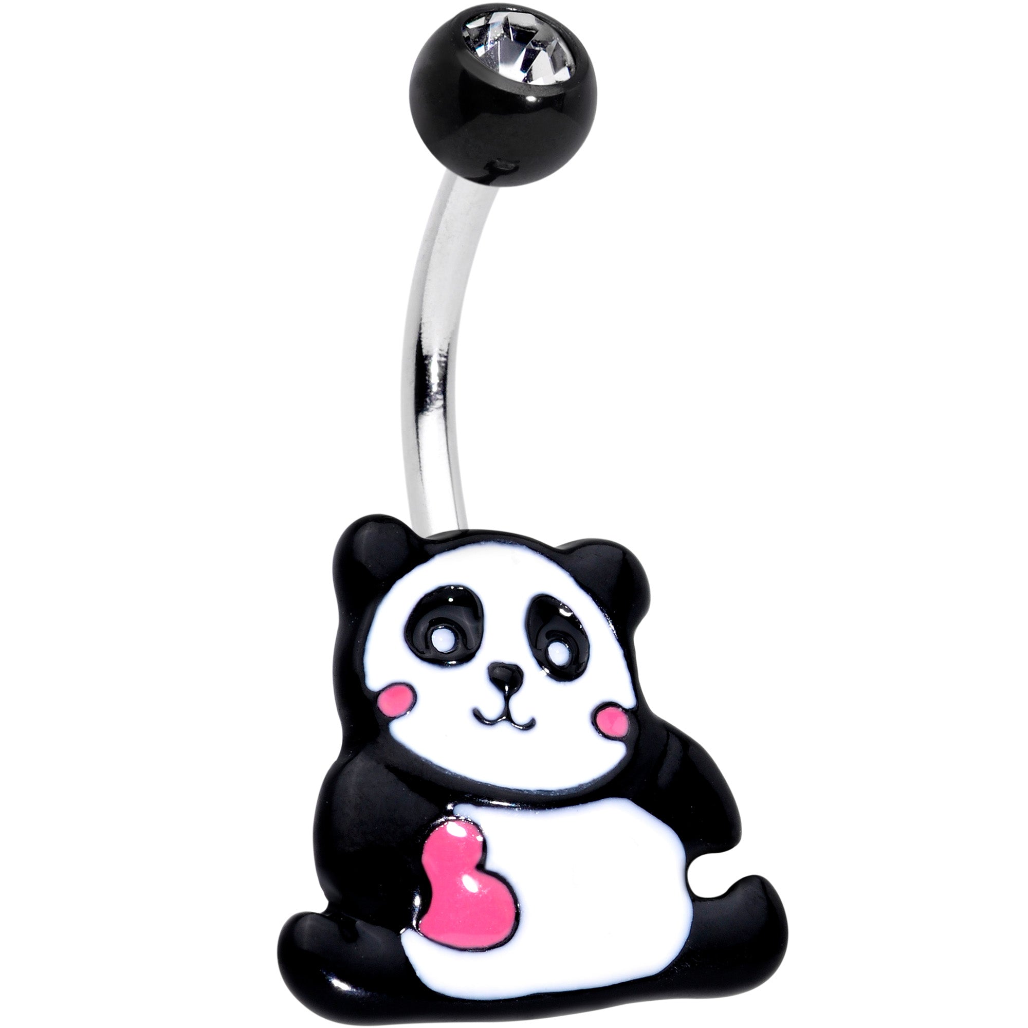 Clear Gem Panda Heart Belly Ring