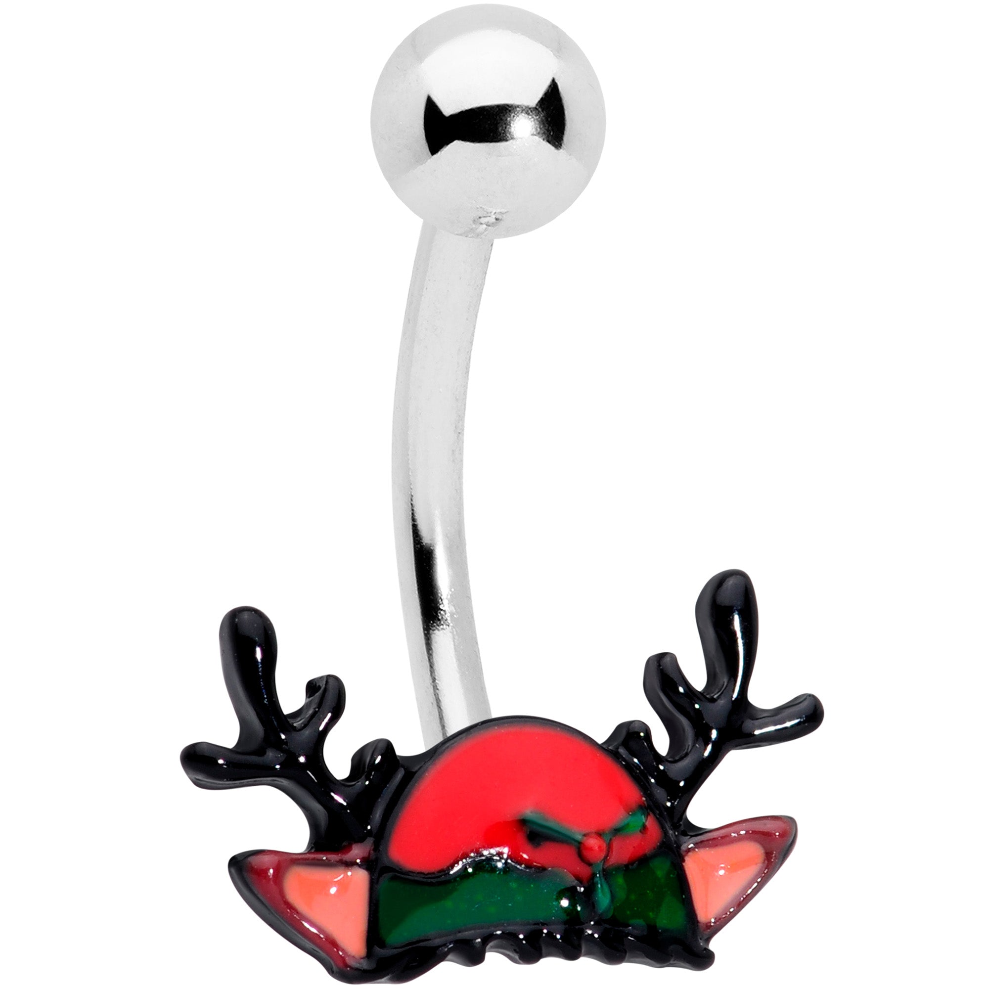 Red Reindeer Antler Hat Christmas Belly Ring