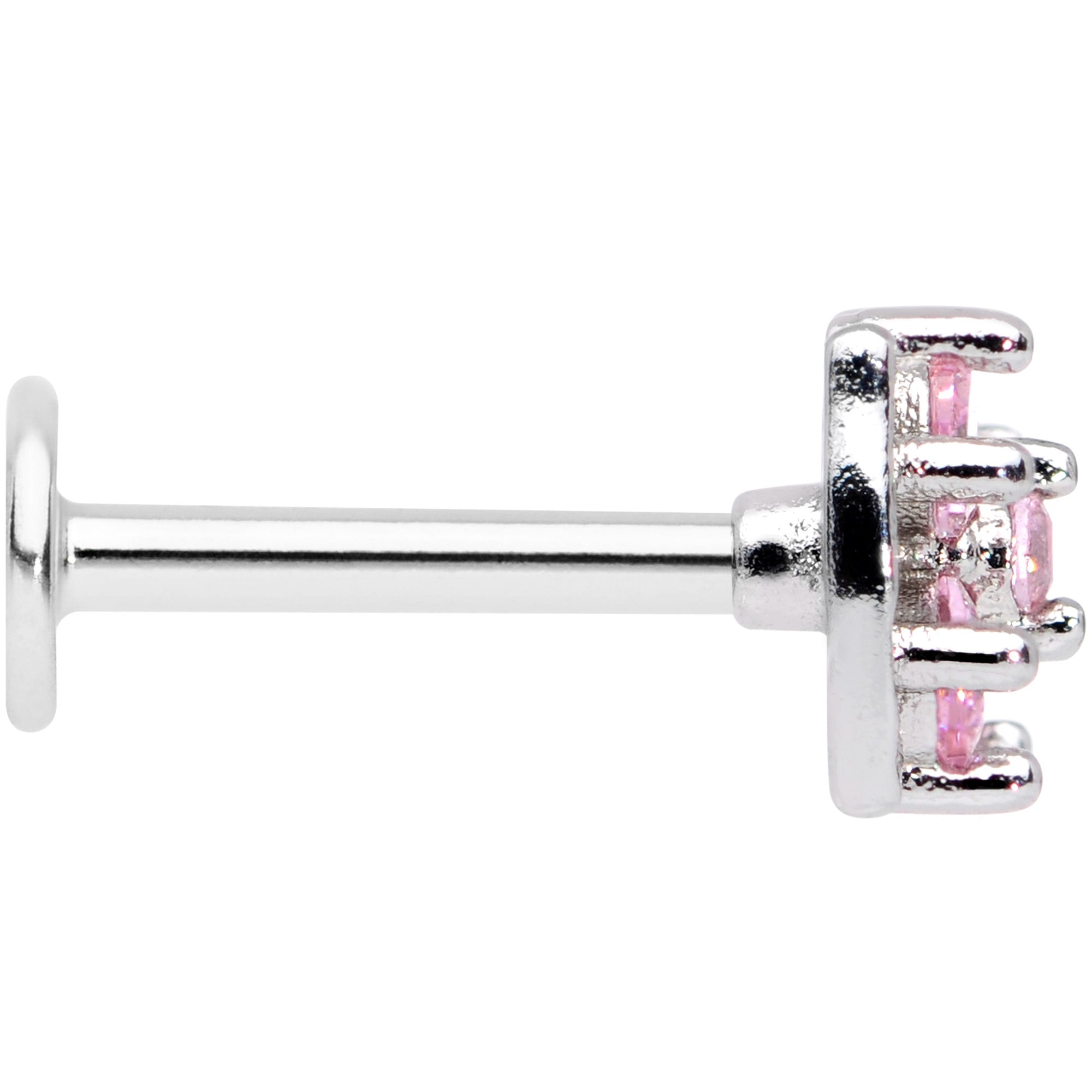 16 Gauge 5/16 Pink CZ Gem Beauty Bow Labret Monroe Tragus