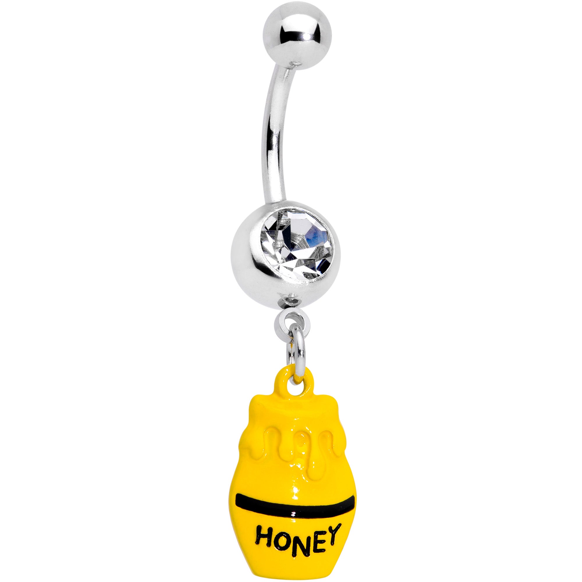 Clear Gem Jar of Honey Dangle Belly Ring