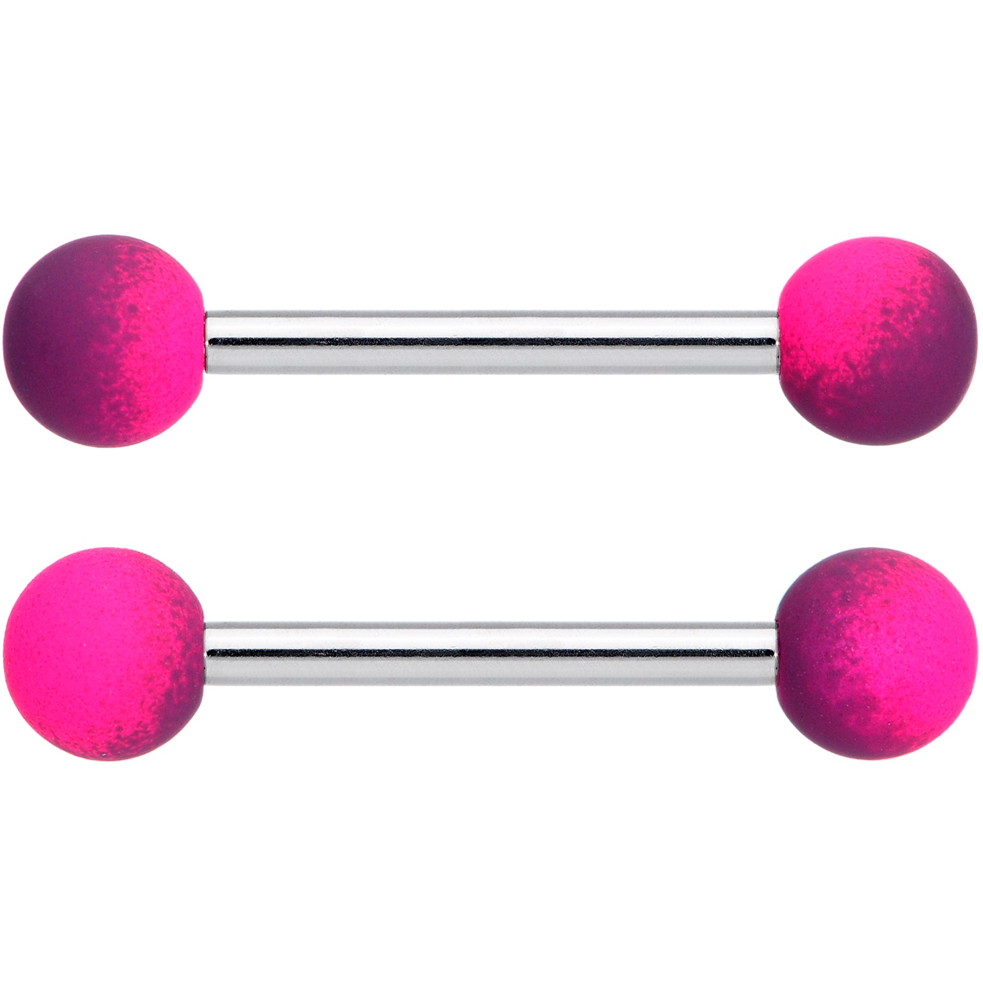 14 Gauge 9/16 Pink Purple Ombre Soft Finish Barbell Nipple Ring Set