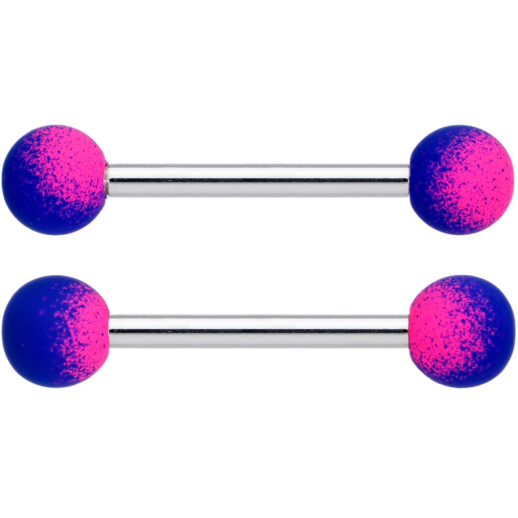 14 Gauge 9/16 Pink Blue Ombre Soft Finish Barbell Nipple Ring Set