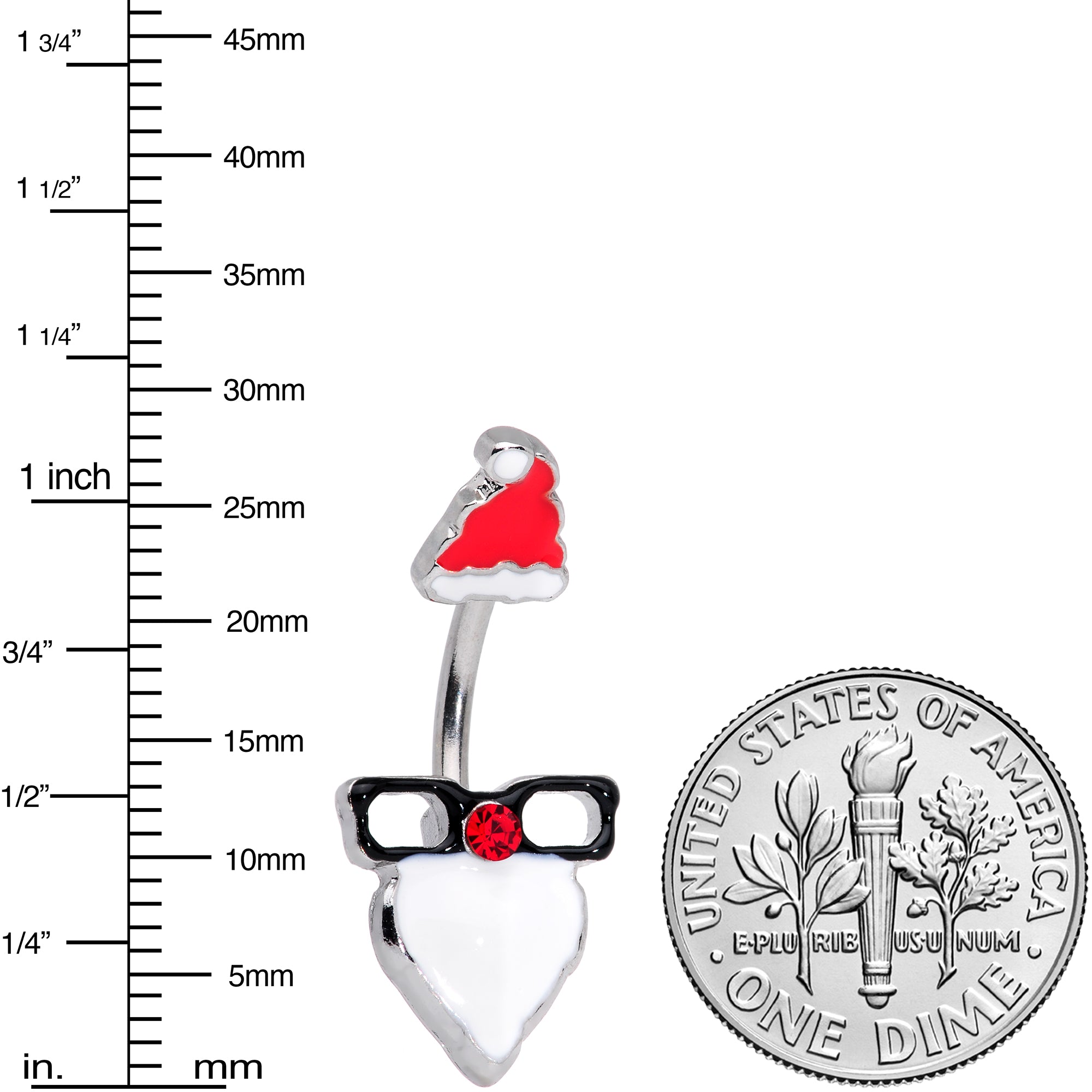 Red Gem Santa Face Glasses Christmas Belly Ring