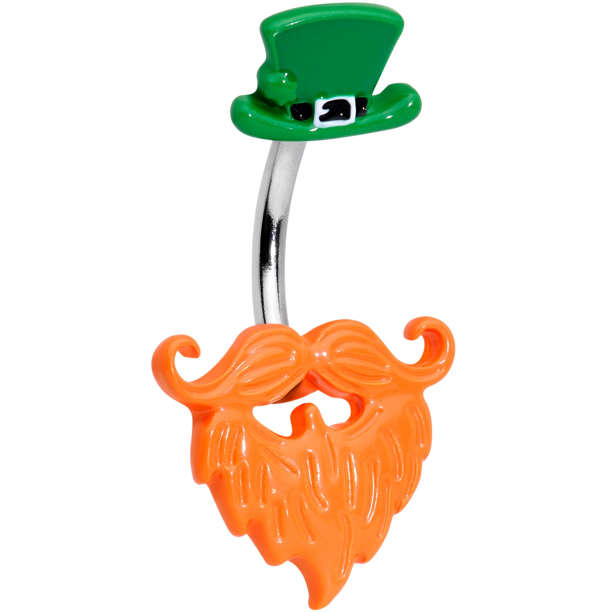 Green Hat Bearded Leprechaun St Patricks Day Belly Ring