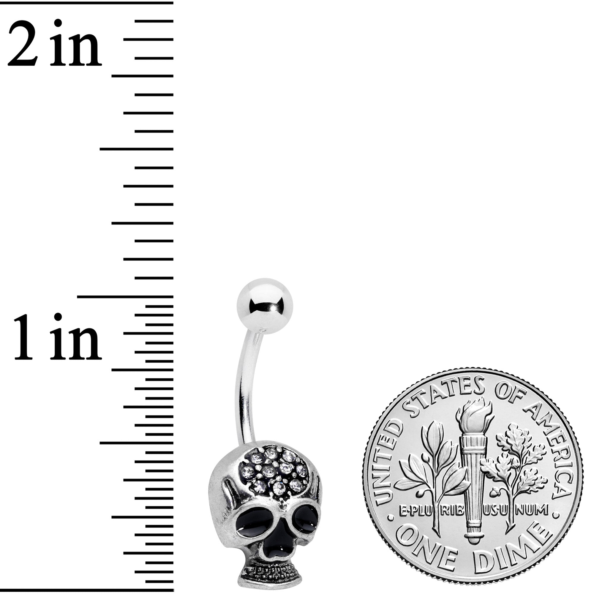 Clear Gem Angular Spooky Goth Skull Halloween Belly Ring