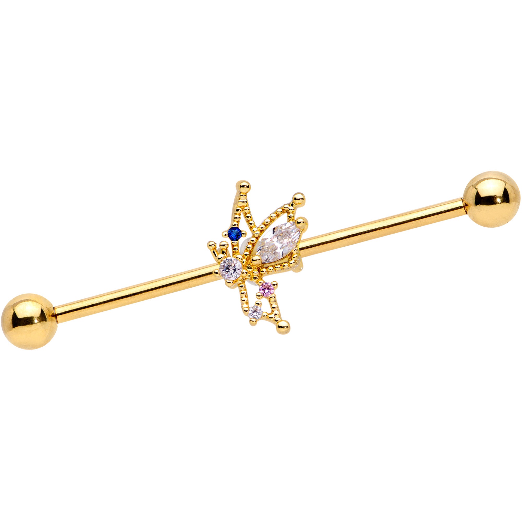 14 Gauge Clear CZ Gem Star Angel Christmas Industrial Barbell 38mm