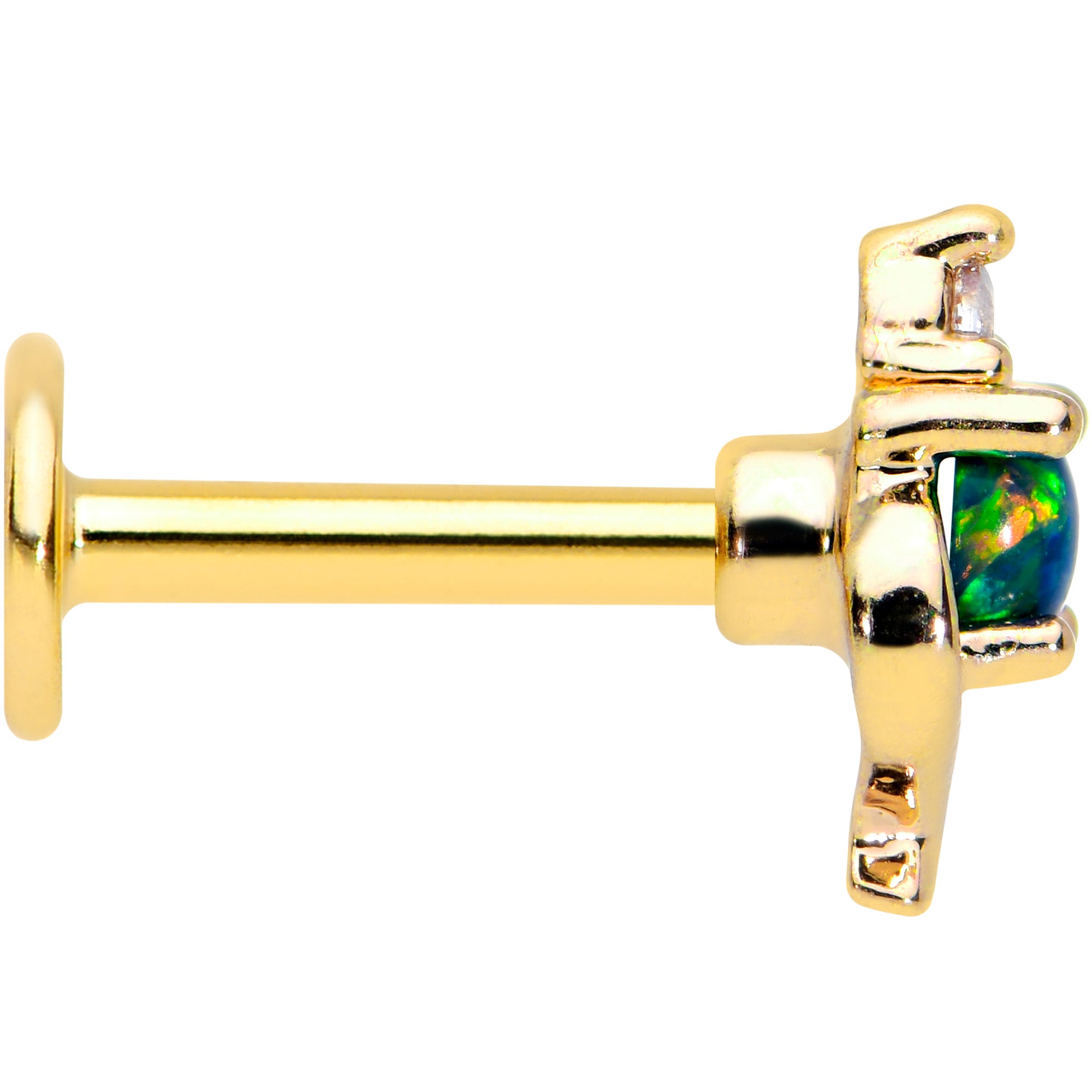 16 Gauge 1/4 Blue Synthetic Opal Gold Tone Twist Labret Monroe Tragus