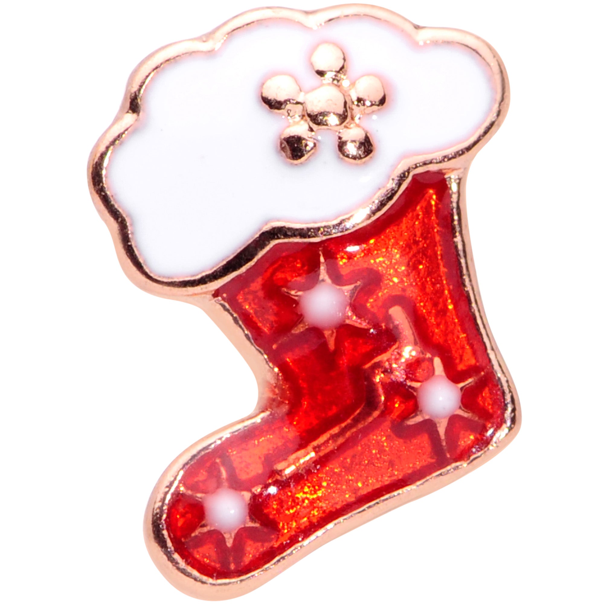 16 Gauge 5/16 Rose Gold Tone Red Christmas Stocking Labret Tragus