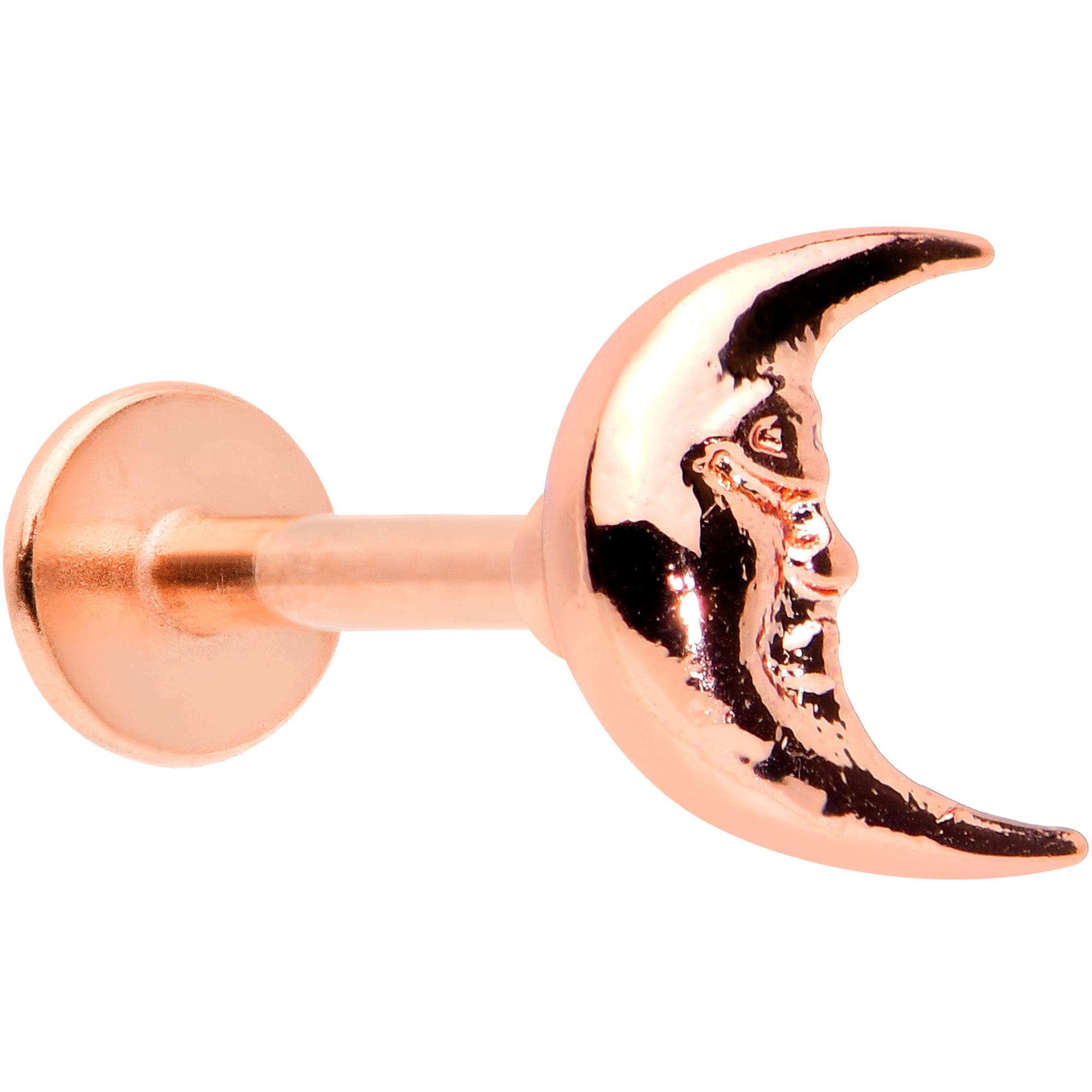 16 Gauge 5/16 Rose Gold Tone Face in the Moon Labret Monroe Tragus