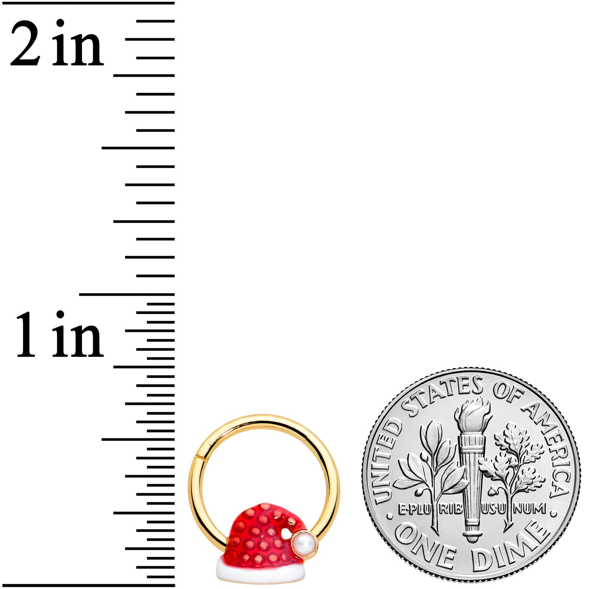 16 Gauge 3/8 Gold Tone Red Santa Hat Christmas Hinged Segment Ring