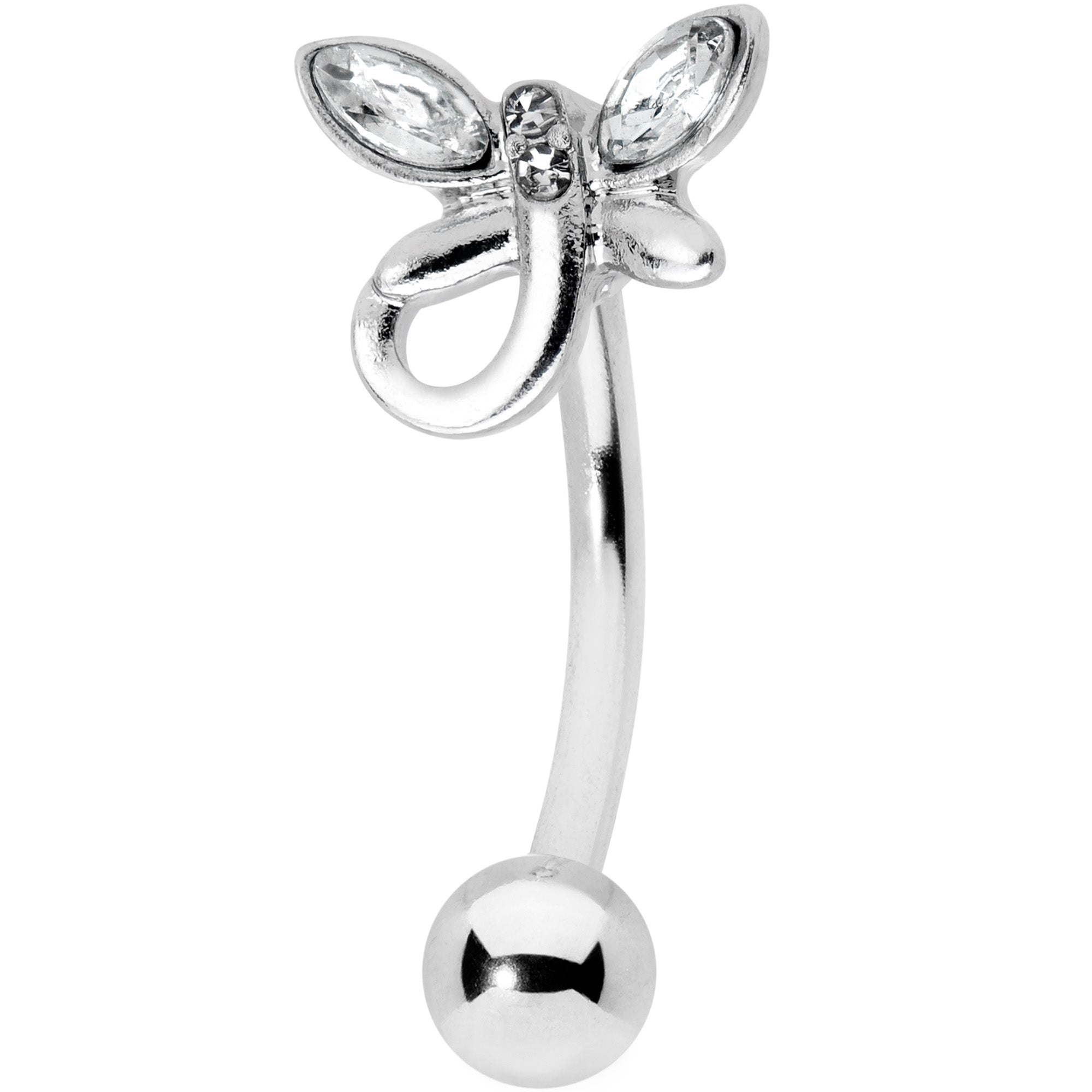 Clear Gem Loop Butterfly Top Mount Belly Ring