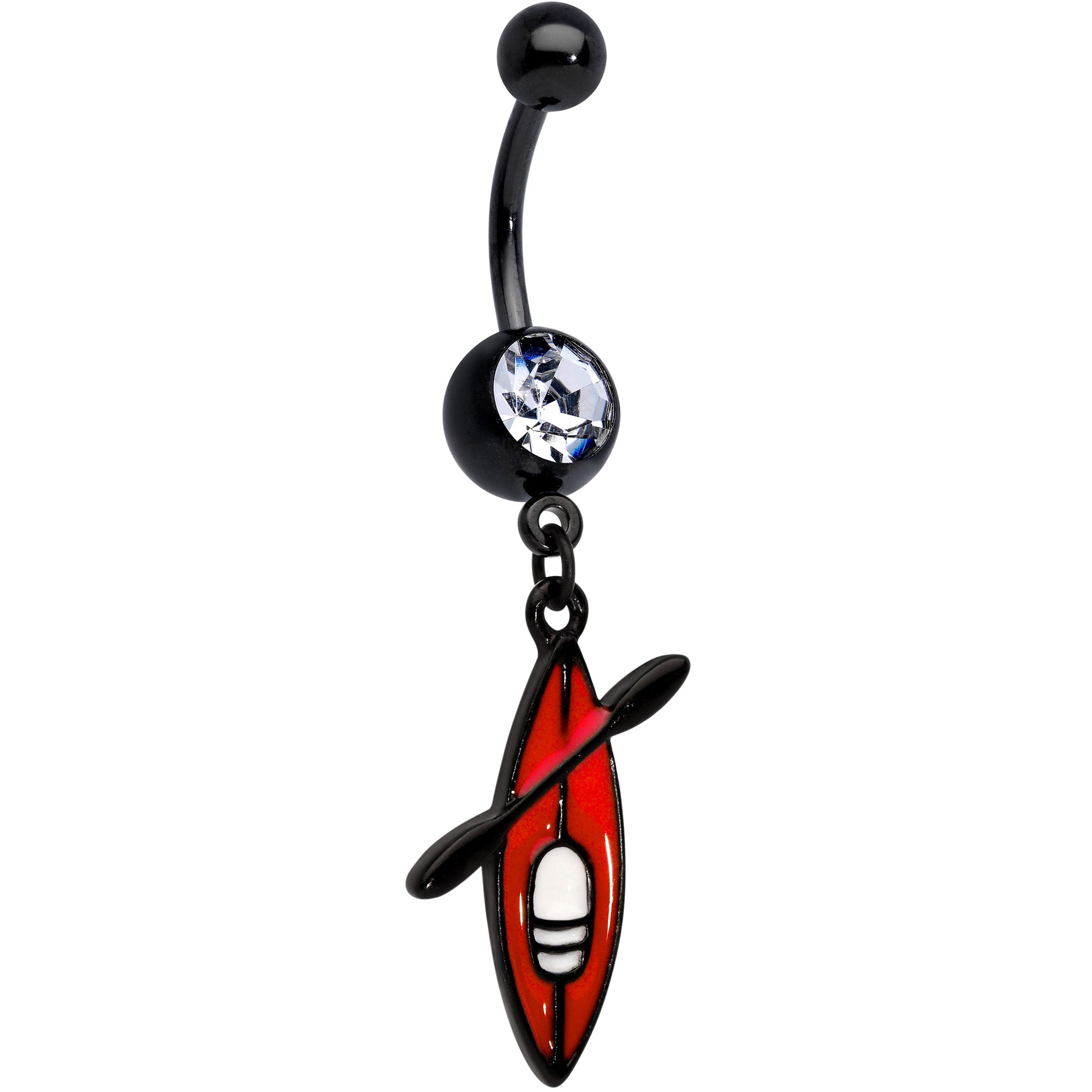 Clear Gem Black Red Summer Kayak Boat Dangle Belly Ring